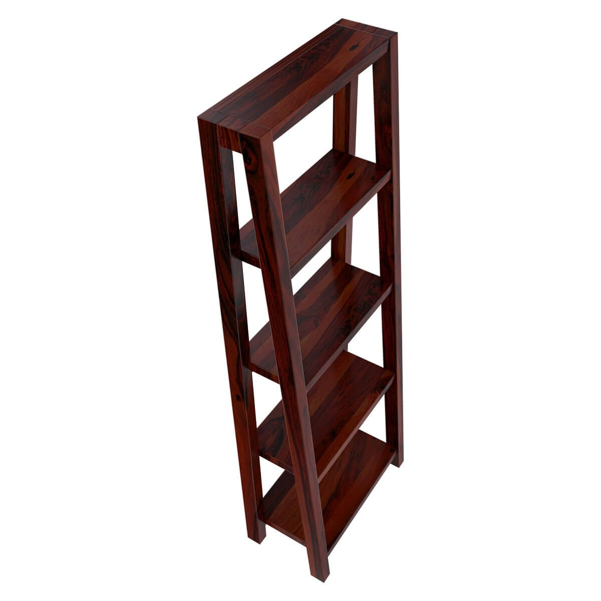 Hagerstown Solid Wood 4-Tier Open Shelf Ladder Bookcase - Space Saving Leaning Bookshelf for Living Room, Bedroom & Office Storage