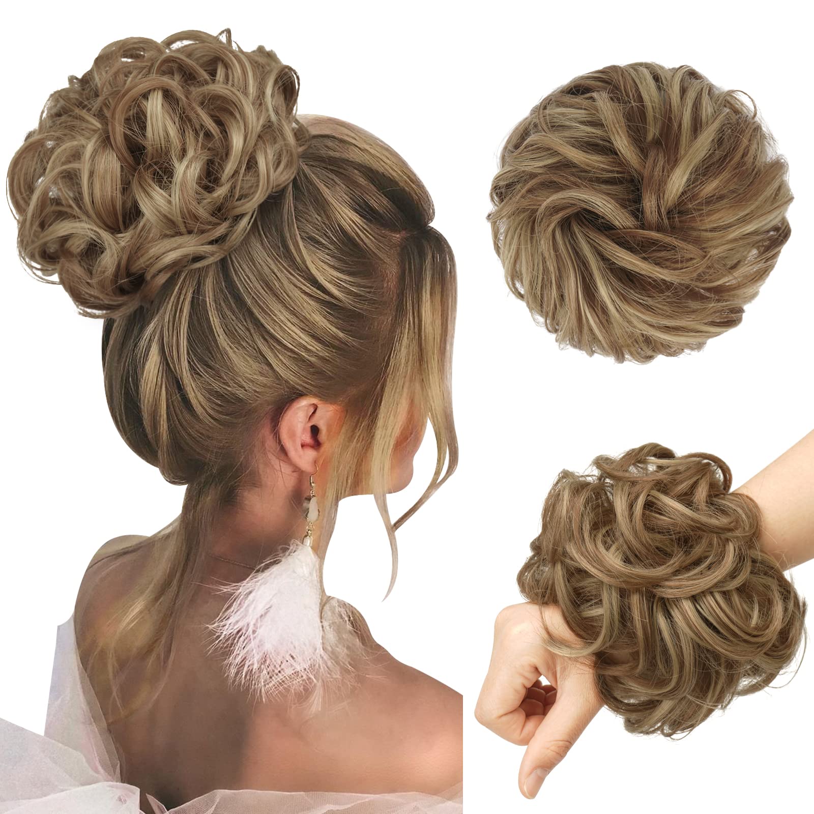 Large Curly Hair Bun Scrunchie Extension - Perfect for Ponytails, Updos & Everyday Hairstyles