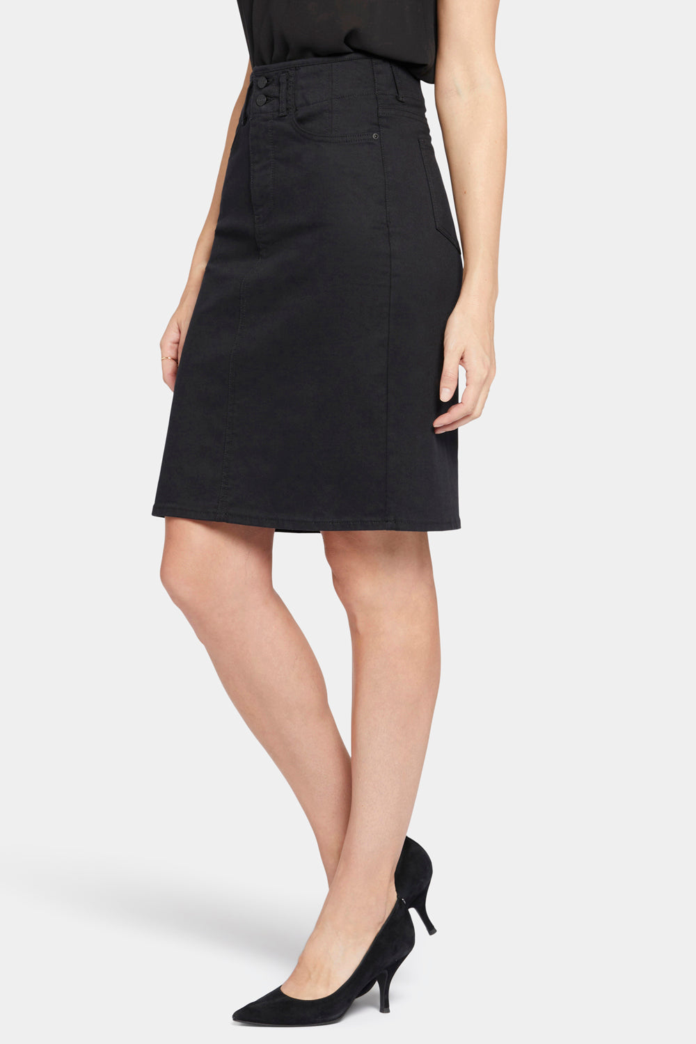 High Waist Black Skirt for Women - Elegant A-Line Midi Skirt with Pockets | Perfect for Office, Party & Casual Wear