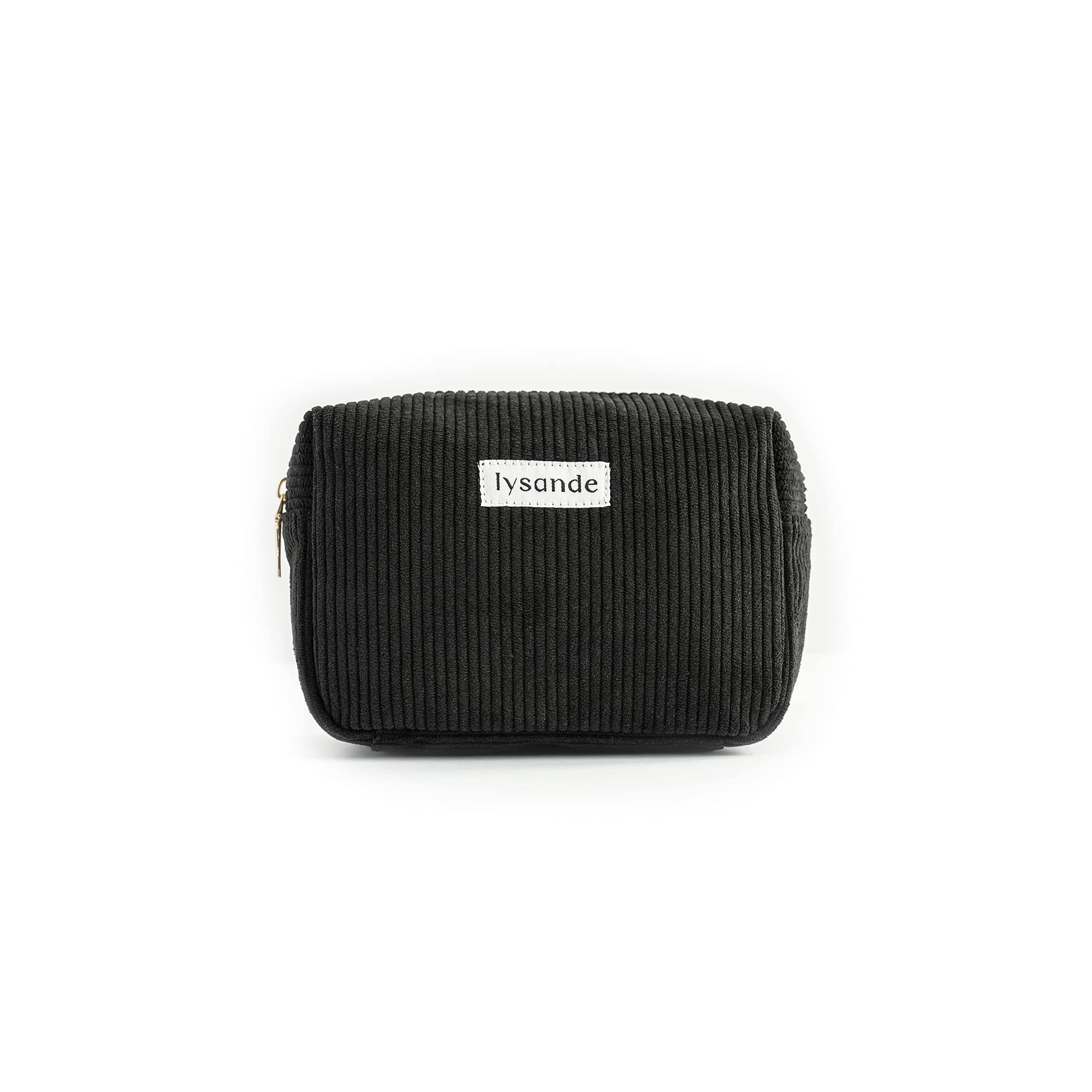LYSANDE Corduroy Makeup Bag for Women - Small Travel Cosmetic Pouch & Purse Organizer - Multi-Use Pencil Case & Makeup Case (Cream) | Perfect for Travel, Daily Use & Gift Giving
