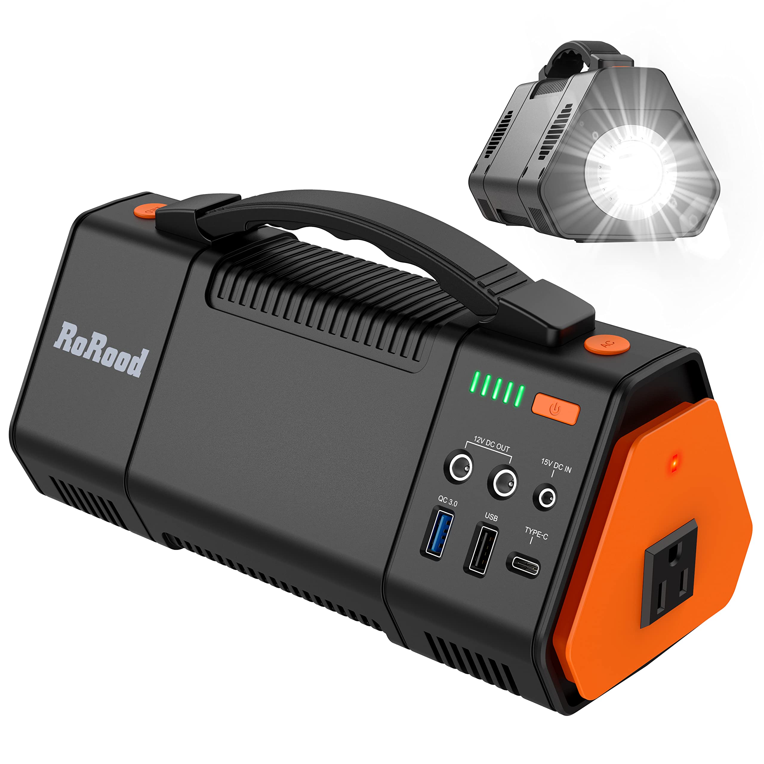Rorood 173Wh Portable Power Station with Solar Panel Option | 120W Lithium Battery Backup, 110V AC Outlet, QC 3.0 & Type-C | 46,800mAh Solar Generator for Camping, Emergency Power, Outdoor Adventures & Home Backup