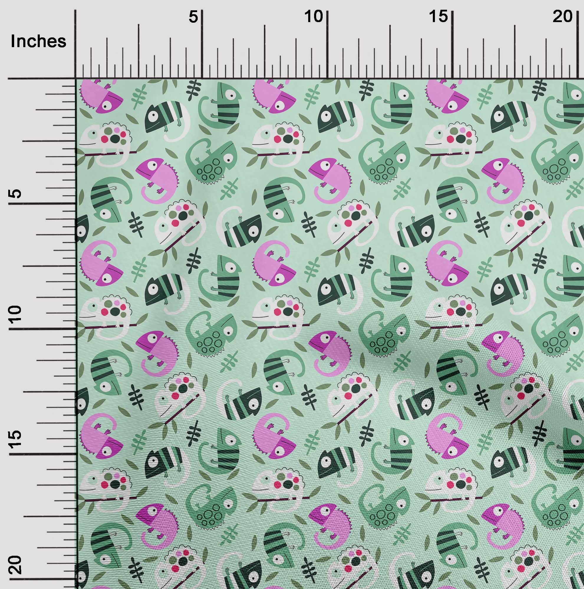 Premium Cotton Flex Light Mint Green Fabric - Soft Kids Animal Print Quilting & Sewing Material by The Yard (40