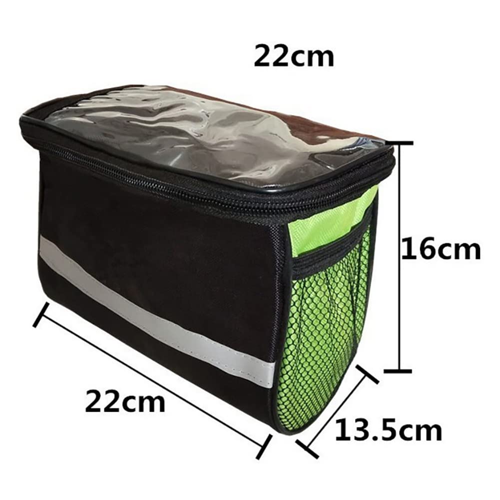 **Waterproof Bike Handlebar Bag - Reflective Front Bicycle Basket with Phone Holder for Road & Mountain Cycling - Portable Storage Pouch for Commuting, Travel & Outdoor Adventures**