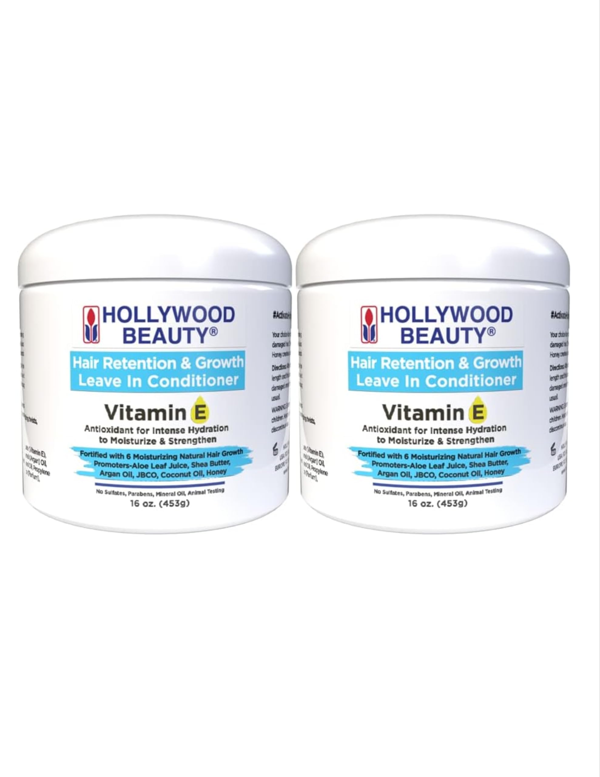 Vitamin E Hair Growth Leave-In Conditioner for Thicker, Longer Hair - 16oz (Pack of 2) - Daily Moisturizing Treatment for Dry, Damaged & Curly Hair