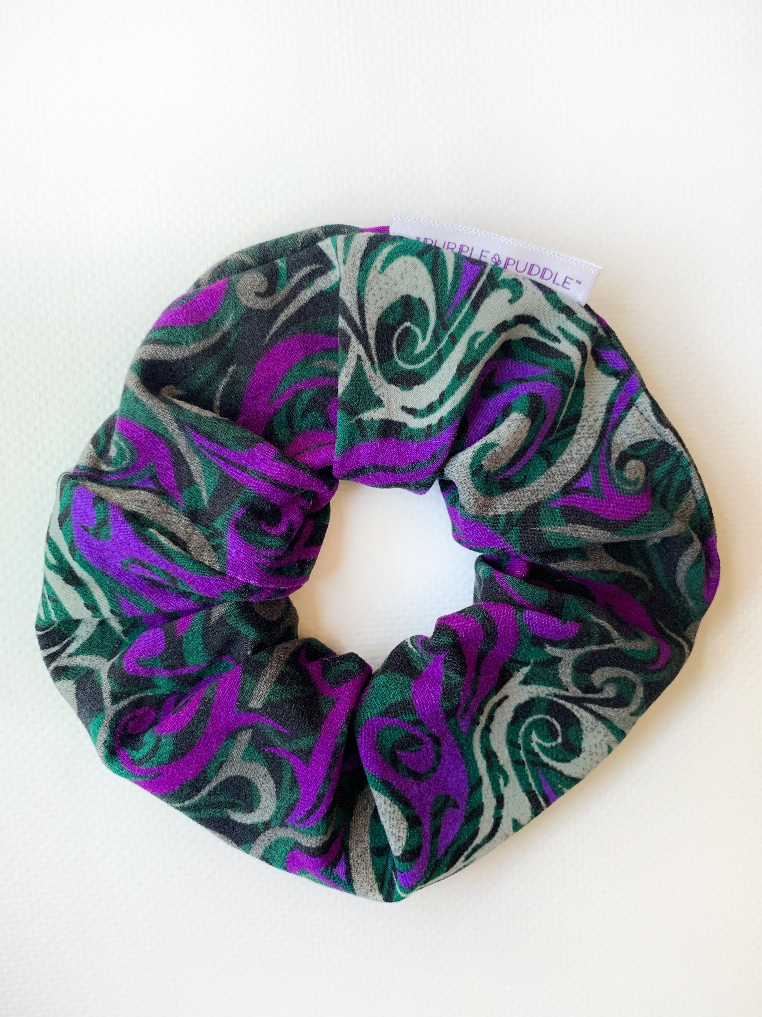 Plum Swirl Hair Scrunchie - Soft Elastic Hair Tie for Women & Girls - Perfect for Workouts, Yoga, and Everyday Styling