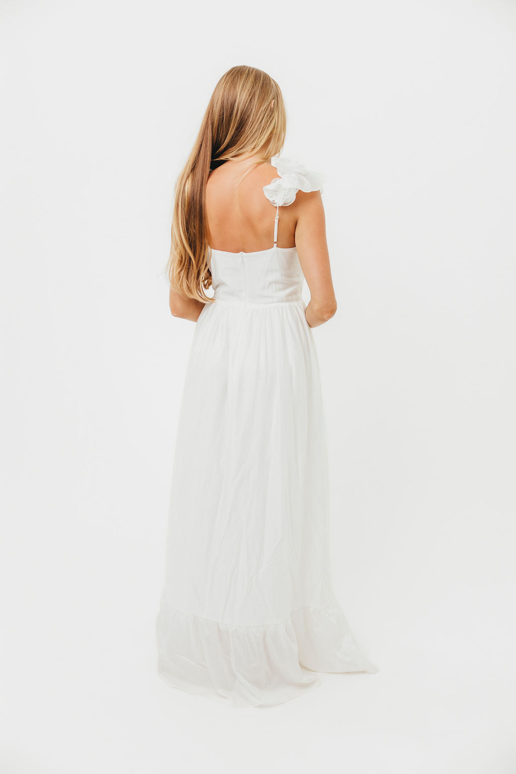 Noelle High Slit Maxi Dress - Elegant White Long Evening Gown for Women | Perfect for Weddings, Parties & Special Occasions