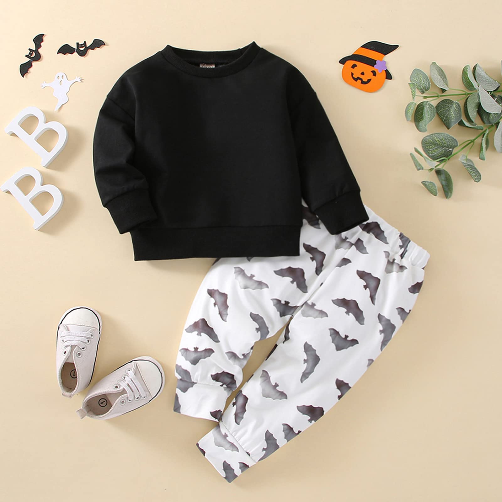 Baby Halloween Costume Set - Pumpkin Long Sleeve Sweatshirt & Casual Pants for Newborn Toddler Boys Girls | Fall Winter Outfit for Photo Shoots & Trick-or-Treating