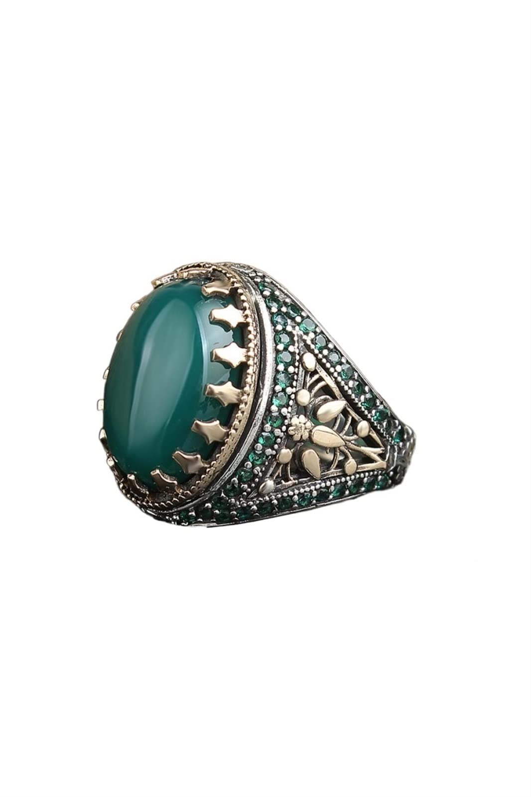 FIOLGSEA Men's Onyx Ring 925 Sterling Silver Band with Agate Stone - Fashion Jewelry Gift for Men, Size 9.5 - Perfect for Weddings, Anniversaries & Formal Occasions