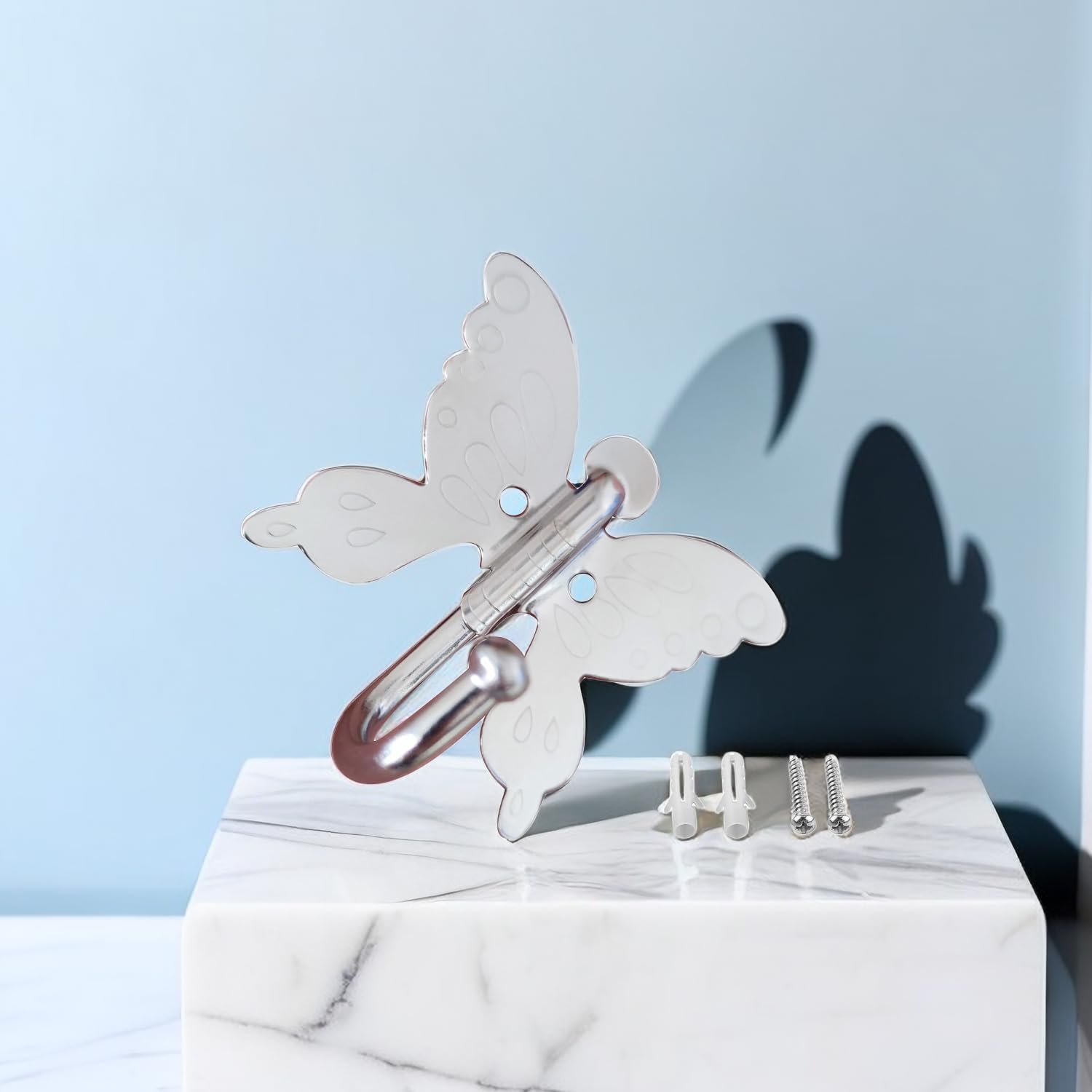 5-Pack Butterfly Shaped Adhesive Hooks - Heavy Duty Wall Hooks for Clothes, Keys, Hats, Robes & Towels - Perfect for Bathroom, Kitchen, Bedroom & Entryway Organization