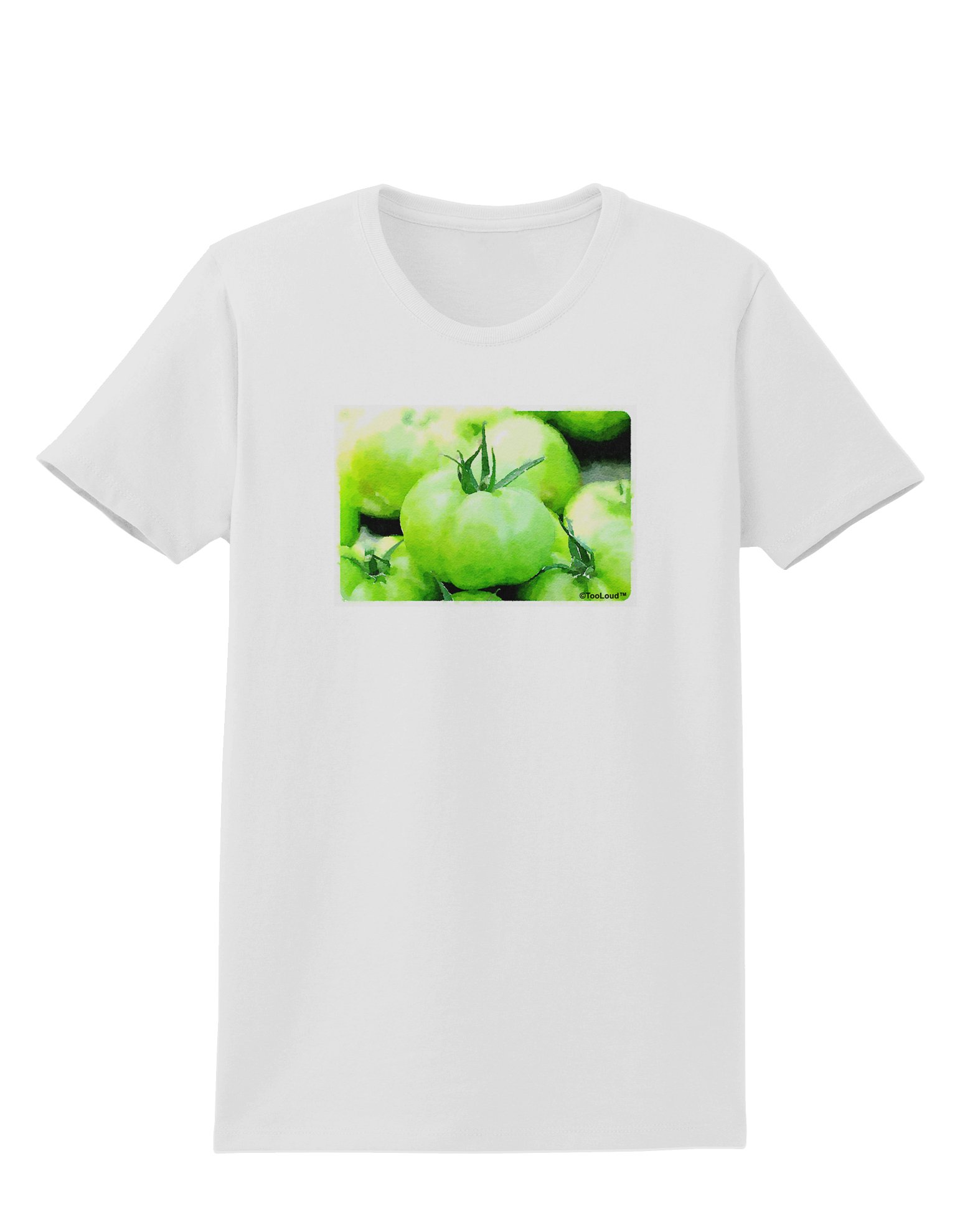 TooLoud Women's Watercolor Green Tomatoes Graphic T-Shirt - Soft Cotton Casual Tee for Everyday Wear, Summer Outfits & Artistic Fashion