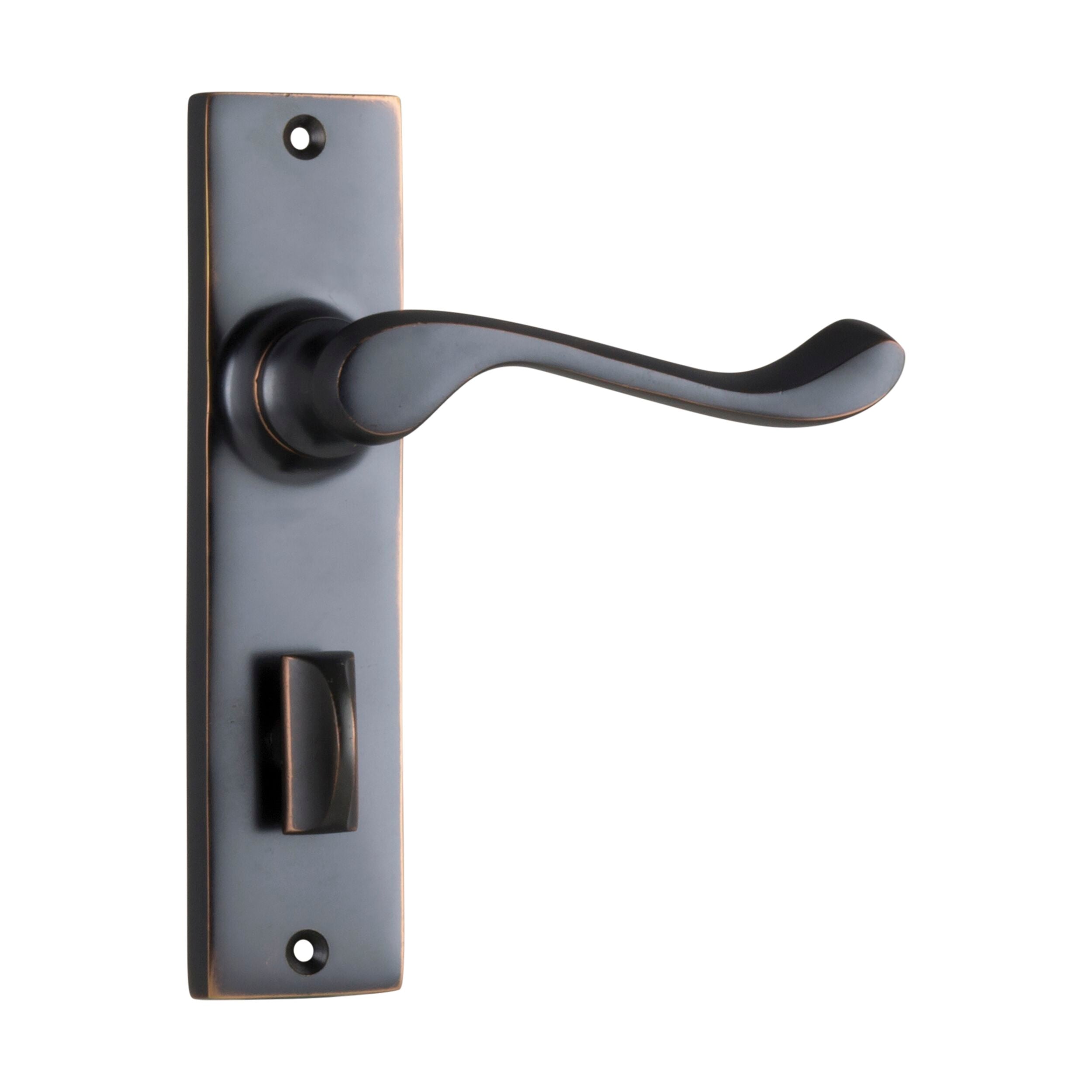 Fremantle Privacy Door Lever Pair in Antique Copper - 150mm x 35mm x 50mm (HxWxD) | Vintage Style Interior Door Handles for Bedrooms & Bathrooms