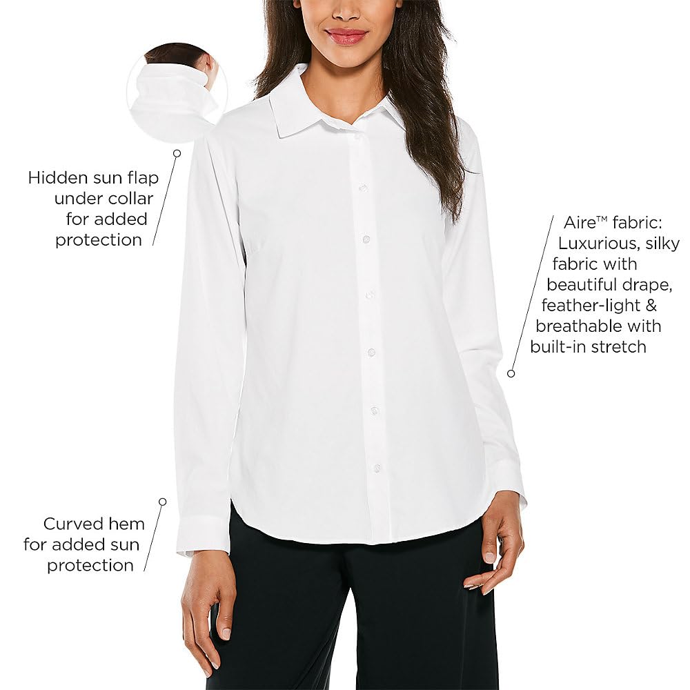 Coolibar UPF 50+ Women's Sun Protective Rhodes Shirt - Long Sleeve UV Protection Blouse for Beach, Hiking & Outdoor Activities