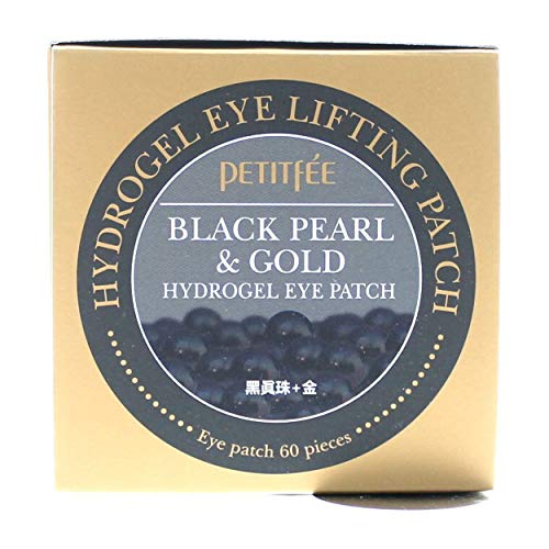 Petitfee Black Pearl & Gold Hydrogel Eye Patches (60 Count) - Under Eye Treatment for Dark Circles, Puffiness & Wrinkles - Perfect for Night Care, Travel & Spa Days