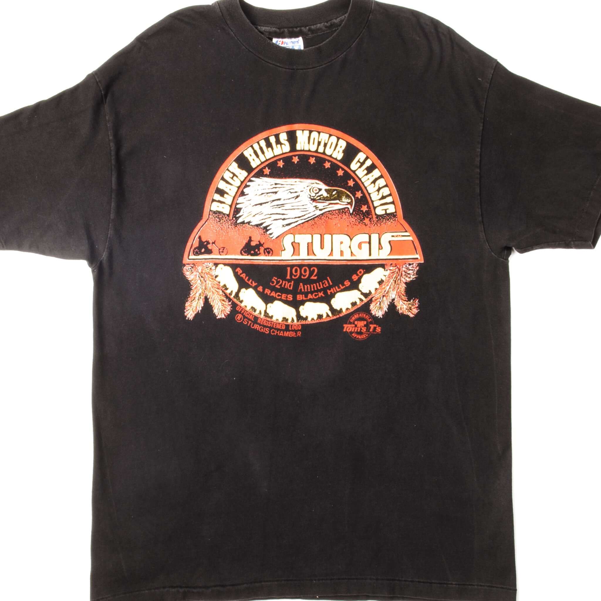 Vintage Black Hills Motor Classic Sturgis T-Shirt 1992 - Large Size, Made in USA - Retro Biker Tee for Motorcycle Enthusiasts & Vintage Clothing Collectors