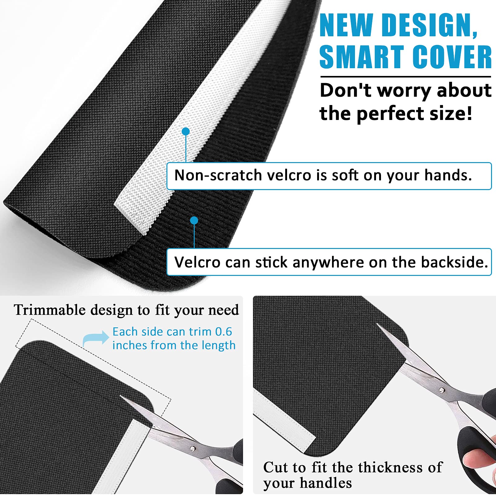 6-Pack Refrigerator Door Handle Covers - Washable & Trimmable Fridge Handle Protectors - Eliminate Dirty Handprints - Black Kitchen Decor Accessories - Perfect for Modern Kitchens & Busy Families