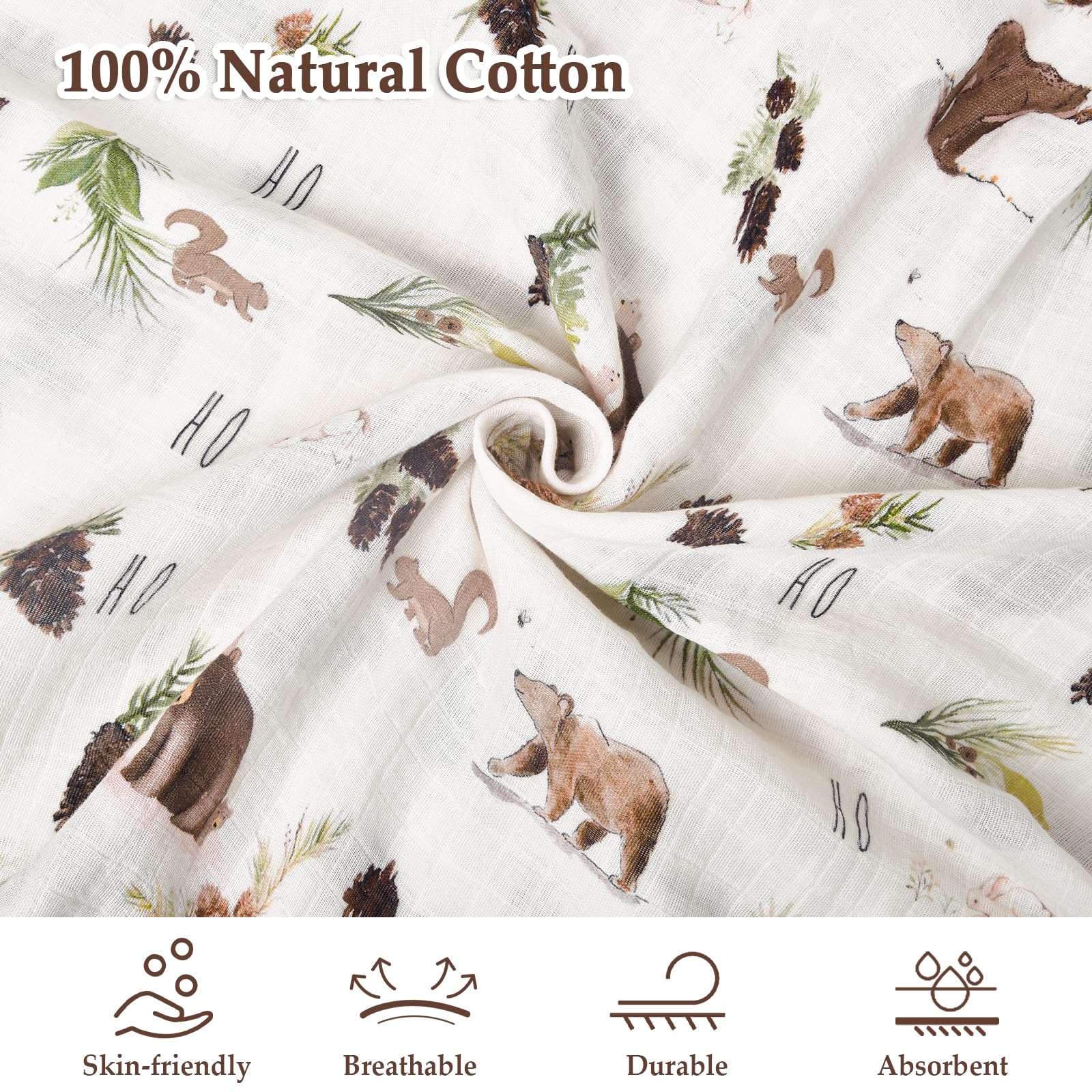 David's Kids 4-Pack Baby Muslin Swaddle Blankets - 100% Cotton Ultra Soft Breathable Receiving Blankets for Newborn Boys & Girls (47