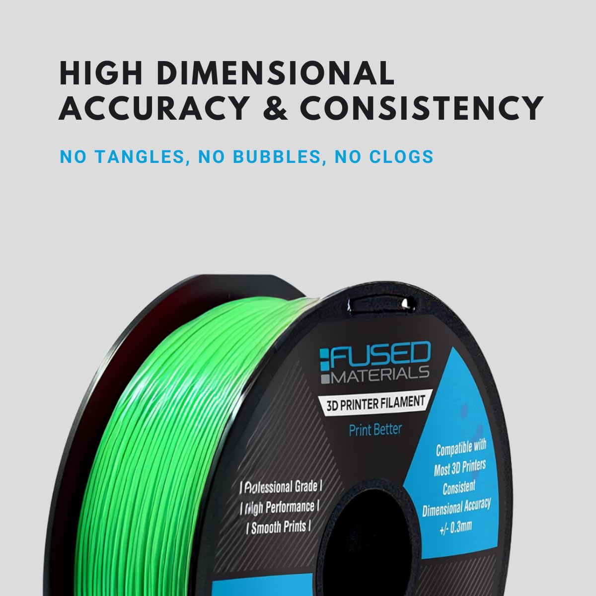 Premium Green PLA 3D Printing Filament - 1kg Spool (2.2lbs), 1.75mm Diameter, High Precision +/- 0.03mm for Smooth 3D Printing - Perfect for DIY Projects, Home Decor, Prototyping and Educational Models