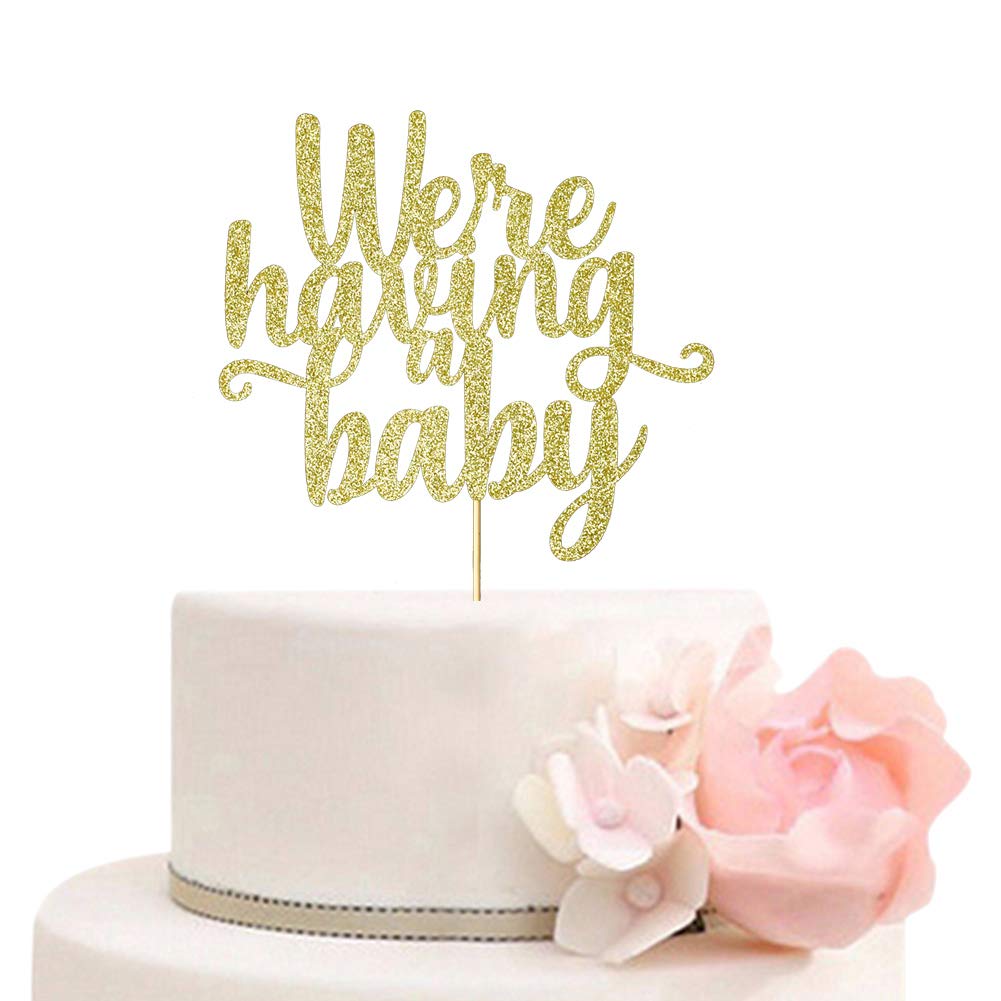 Gold Glitter Baby Shower Cake Topper - Gender Reveal Party Decorations for Newborn Celebrations | Perfect for Baby Showers, Gender Reveal Parties & 1st Birthday Cakes