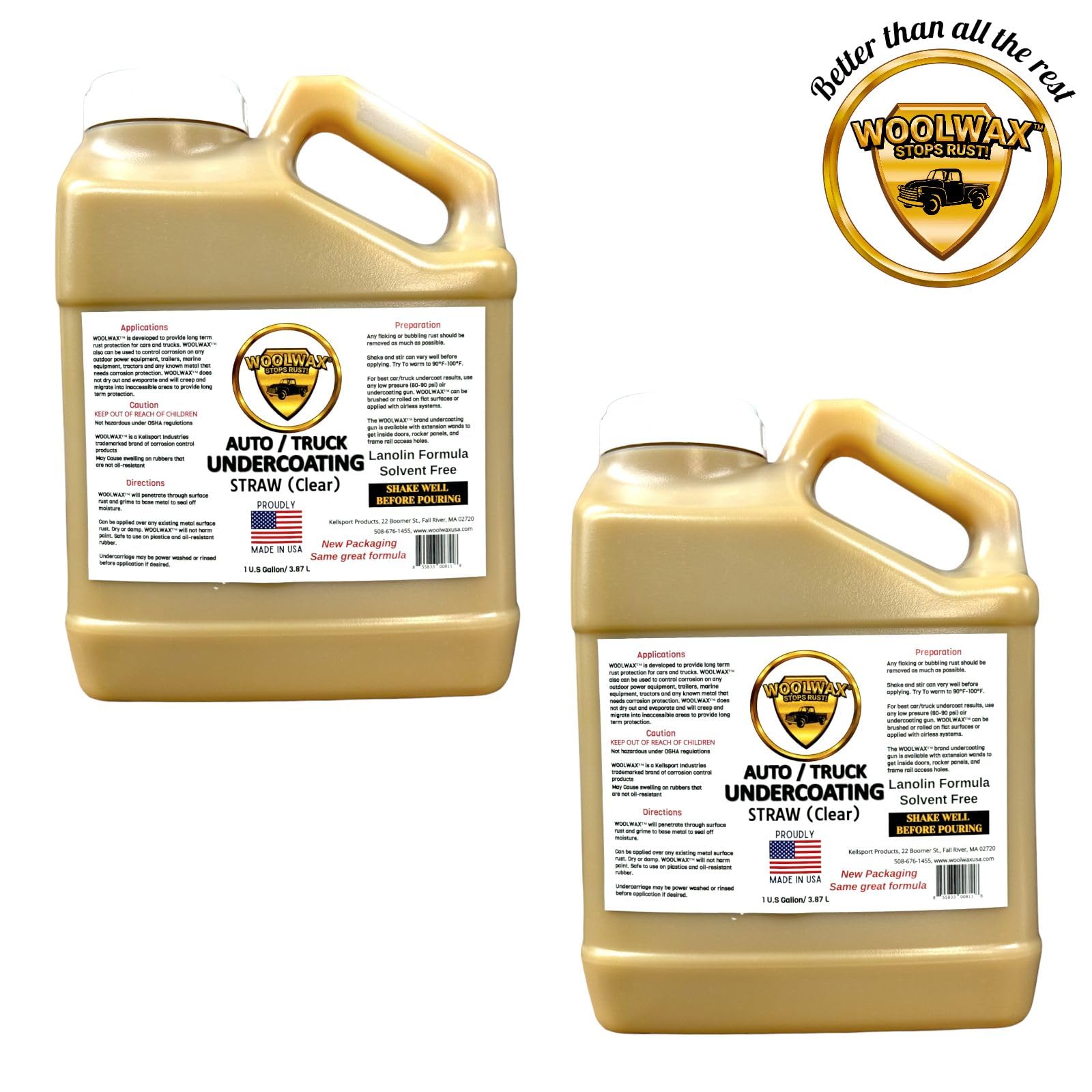 2 Gallon Woolwax Undercoating Kit Bundle with PRO Spray Gun & 2 Wands - Clear Straw Color | Rust Protection for Trucks, Cars, SUVs & Heavy Equipment | DIY Vehicle Underbody Coating Application