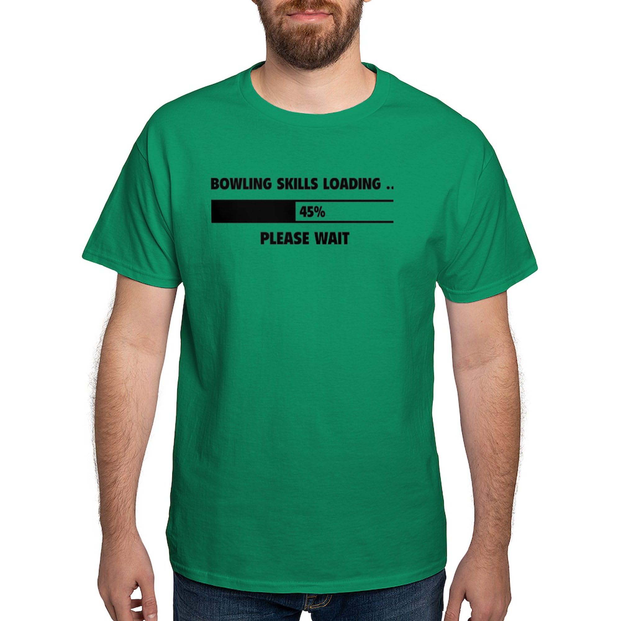 Bowling Skills Loading Dark T-Shirt for Men - 100% Cotton Classic Graphic Tee | Perfect for Bowling Enthusiasts & Casual Wear