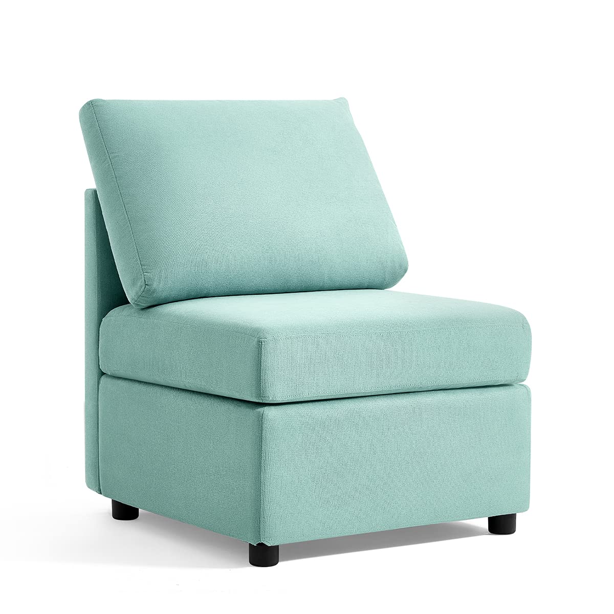 LINSY HOME Modular Sectional Sofa with Storage | Washable & Changeable Covers | Extendable Single Couch Chair | Teal Velvet Fabric | Perfect for Small Spaces, Living Room & Apartment