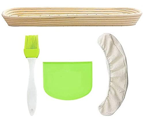 Premium Oval Bread Proofing Basket Set with Dough Scraper - Natural Rattan Banneton for Sourdough Baking - Essential Bread Making Kit for Home Bakers (Perfect for Artisan Loaves, Homemade Bread & Pastry Dough Rising)