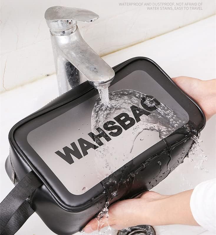 Waterproof PVC Travel Toiletries Bag - Clear Cosmetic Makeup Organizer Pouch for Women | Portable Shower & Wash Bag for Gym, Camping, Air Travel & Vacation Essentials