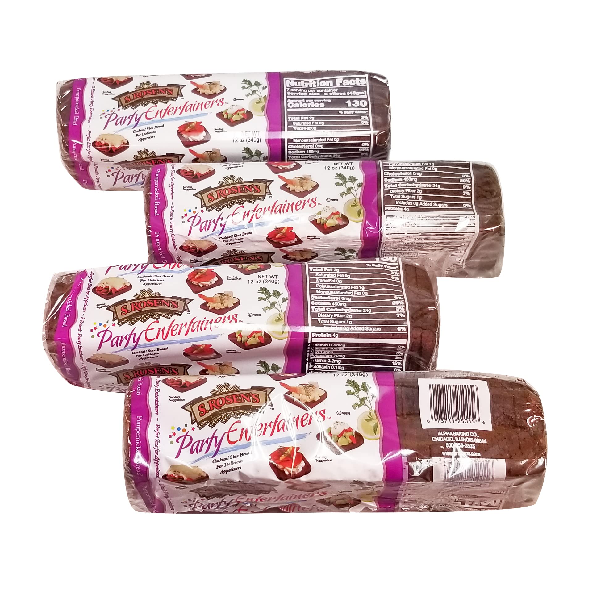 S.Rosens Cocktail Rye Bread - Authentic Pumpernickel (4 Loaves Case) | Perfect for Parties, Sandwiches & Charcuterie Boards