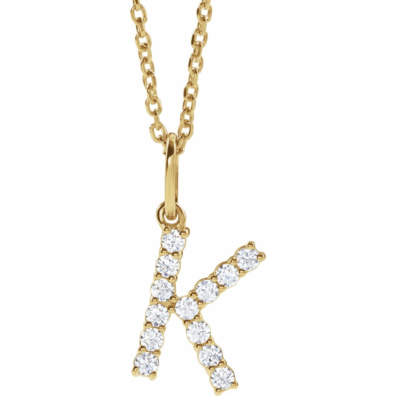 14K Gold 1/5 CTW Lab Grown Diamond Initial K Necklace - 16
