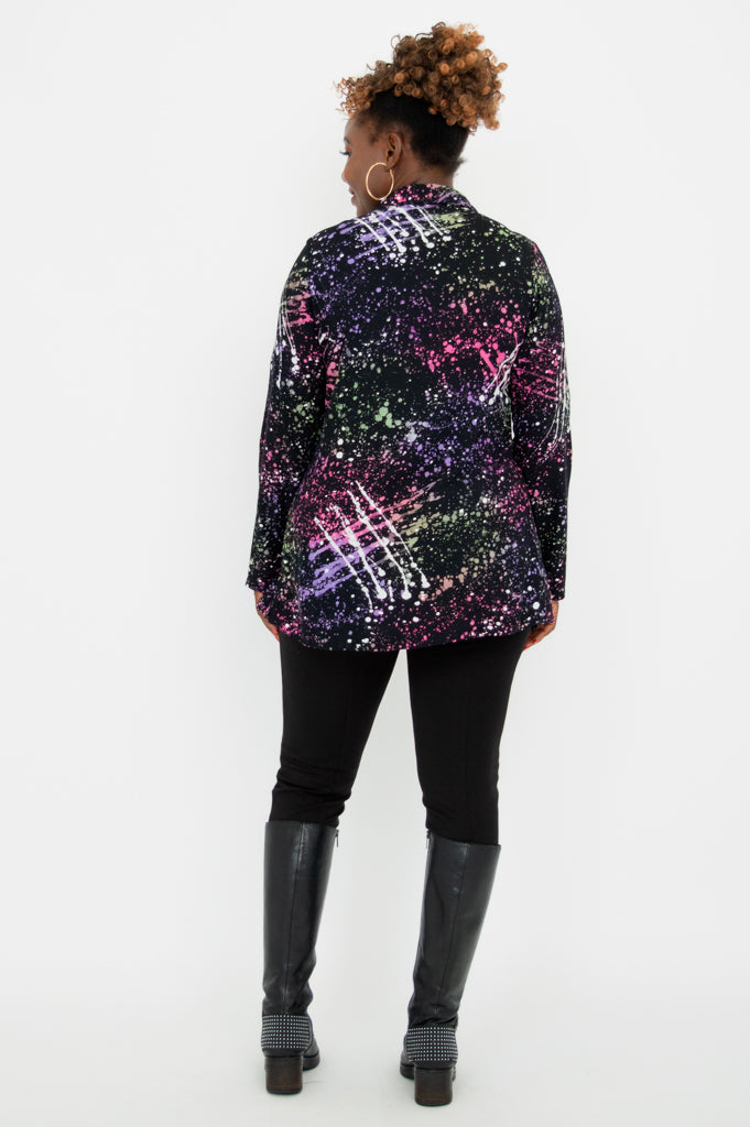 Cindy Long Sleeve Blouse with Splash Print - Elegant Women's Top for Office, Party & Casual Wear