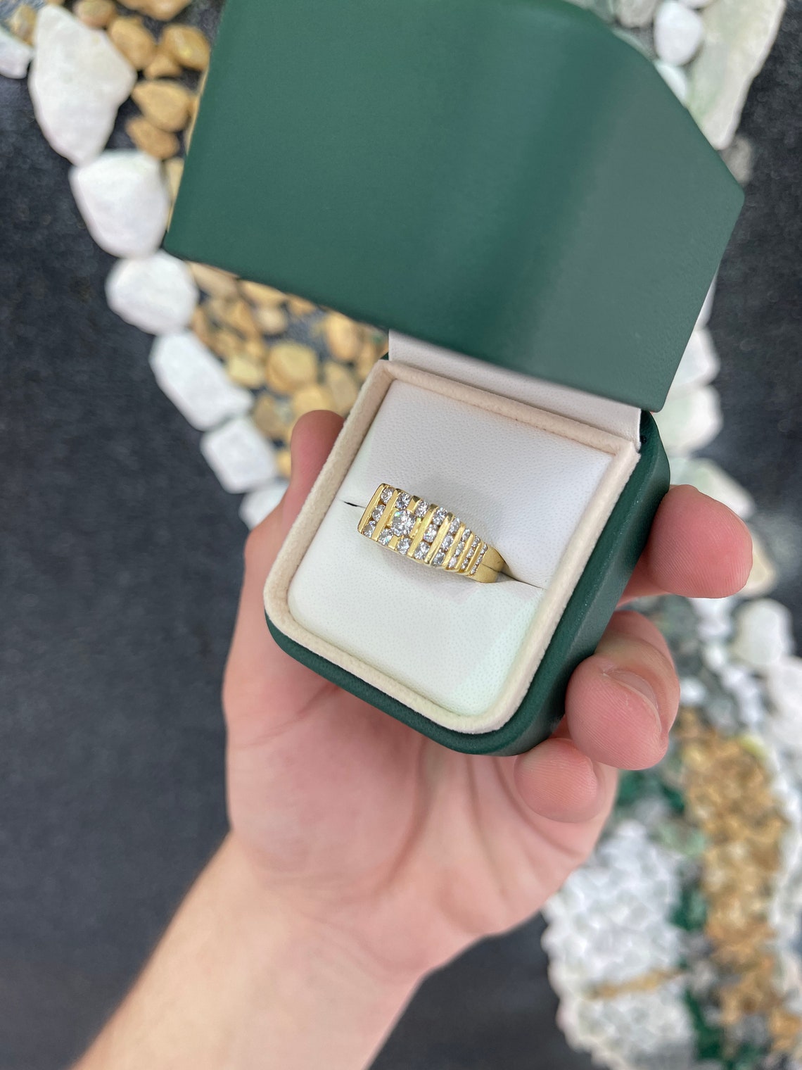 1.65tcw VVS Natural Diamond Cluster Round Cut 18K Solid Gold Men's Wedding Band Ring for Anniversary, Engagement & Special Occasion Gifts