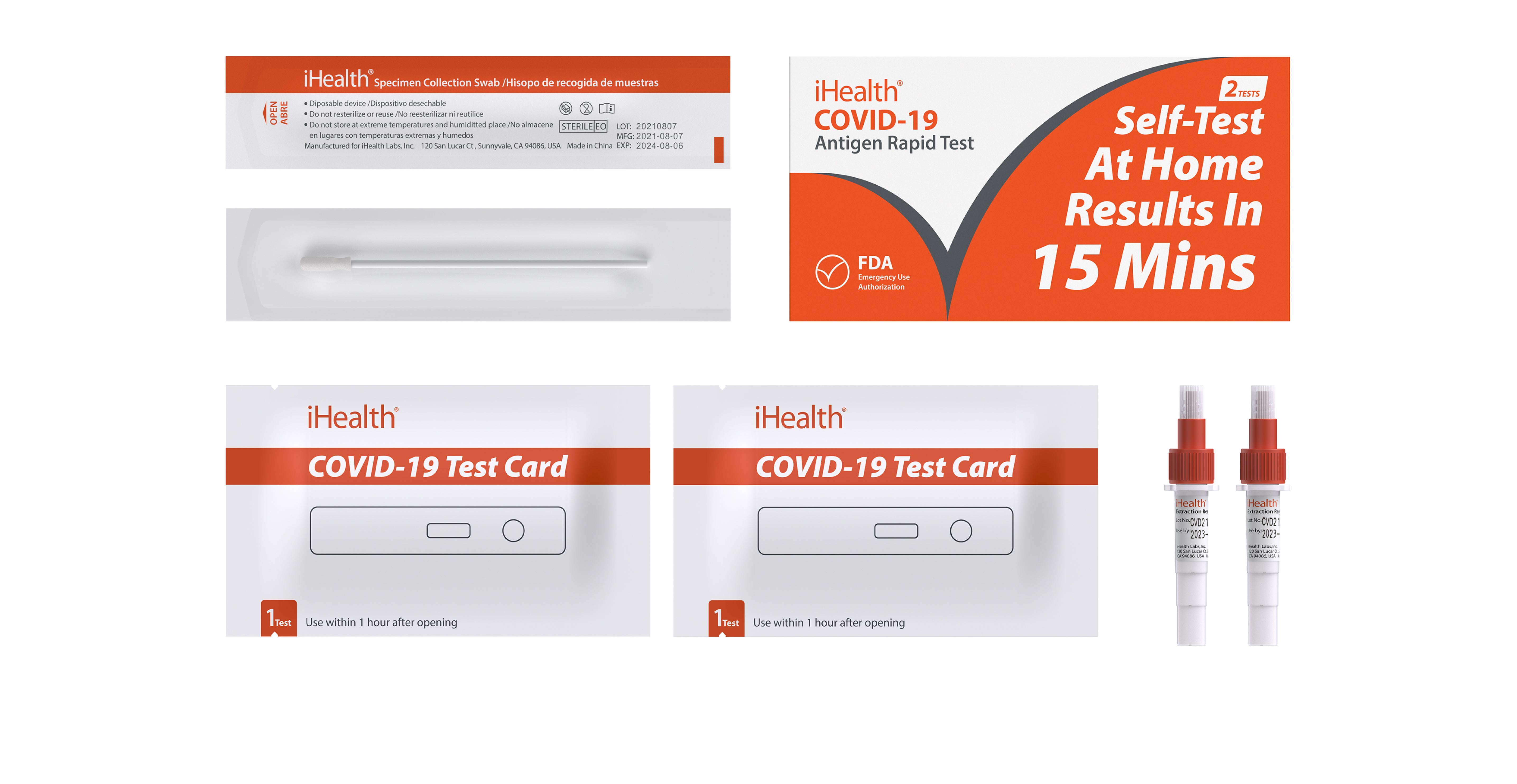 iHealth COVID-19 Antigen Rapid Test Kit - 2 Pack | At-Home Self Testing | FDA EUA Approved | Travel & Workplace Screening