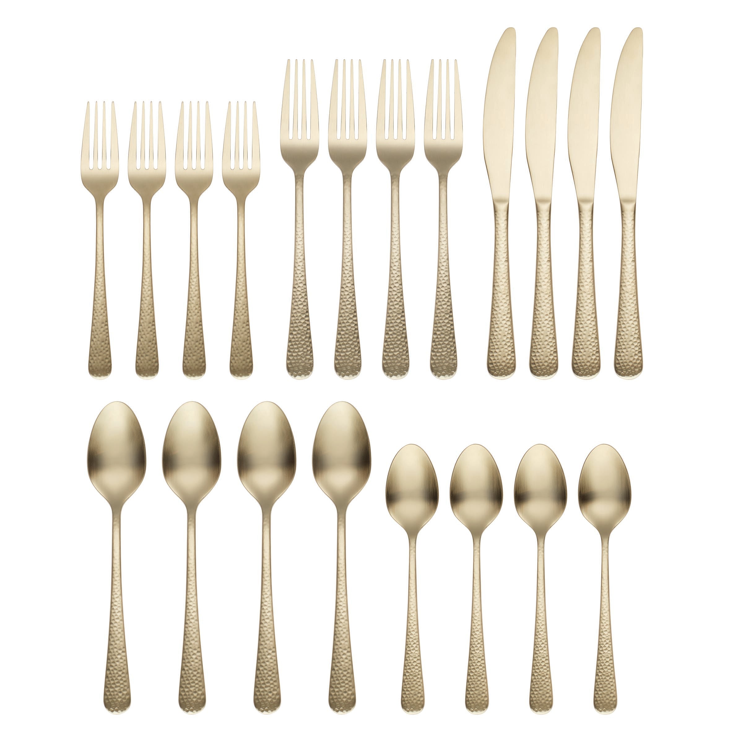 Keene Champagne Satin 20-Piece Flatware Set - Premium Stainless Steel Silverware for Fine Dining, Weddings & Special Occasions