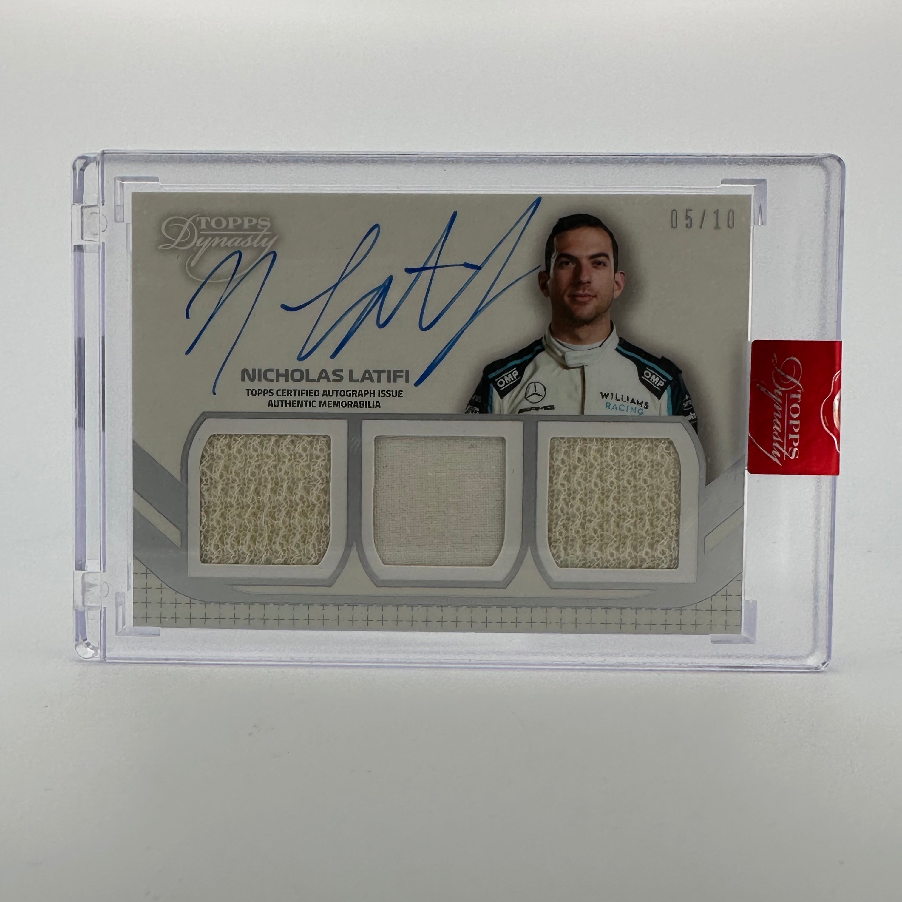 2021 Dynasty Nicholas Latifi #SDT LN Triple Relic Autograph Card - 05/10 Silver - Perfect for F1 Collectors and Racing Memorabilia Enthusiasts