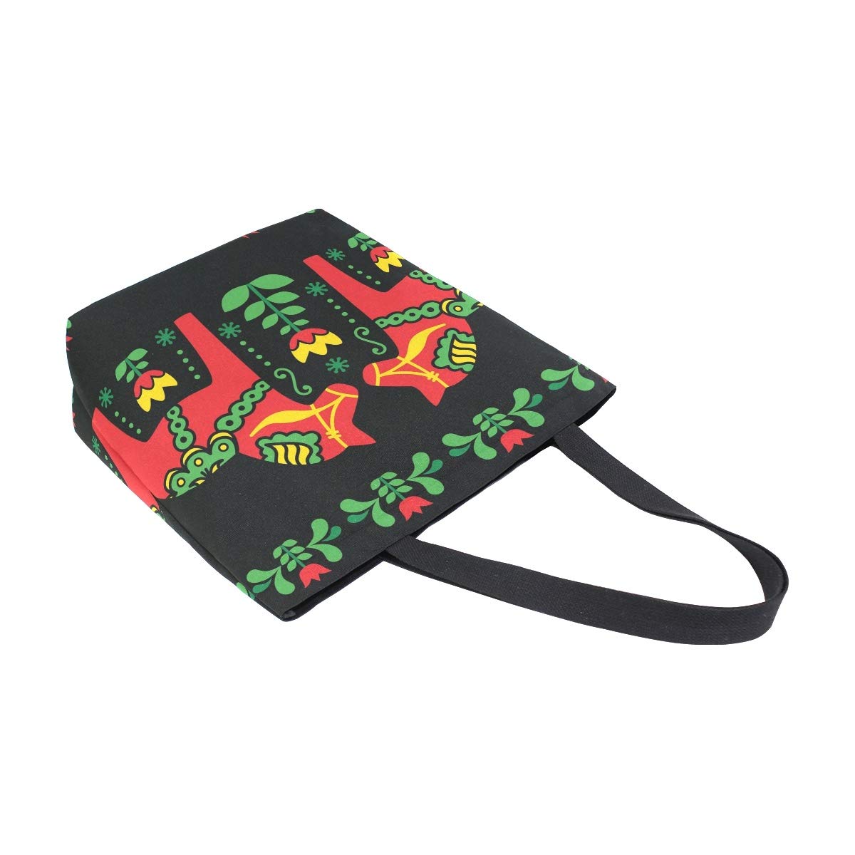 Swedish Dala Canvas Tote Bag - Eco-Friendly Reusable Shopping & Grocery Tote with Shoulder Strap - Perfect for Travel, Beach, Farmers Market & Daily Errands