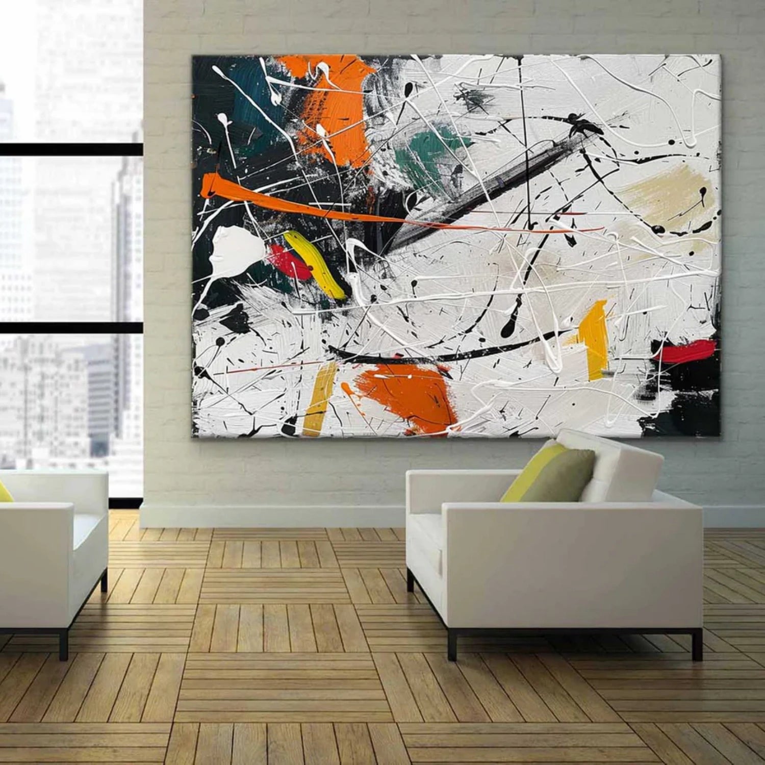 Pollock Art #JP005 - Abstract Drip Painting Wall Decor for Modern Home & Office | Perfect for Living Room, Bedroom & Office Spaces