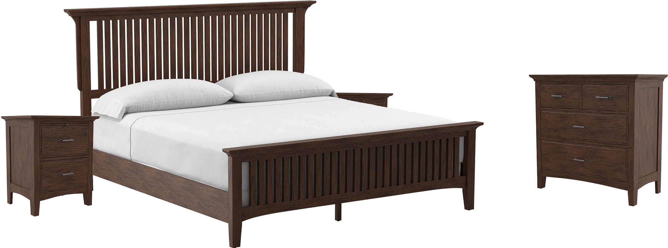 Office Star Modern Mission King Bedroom Set [BP 4201 311K] - Solid Wood Bed Frame, Nightstand & Dresser - Perfect for Master Bedroom Decor & Contemporary Home Furnishing
