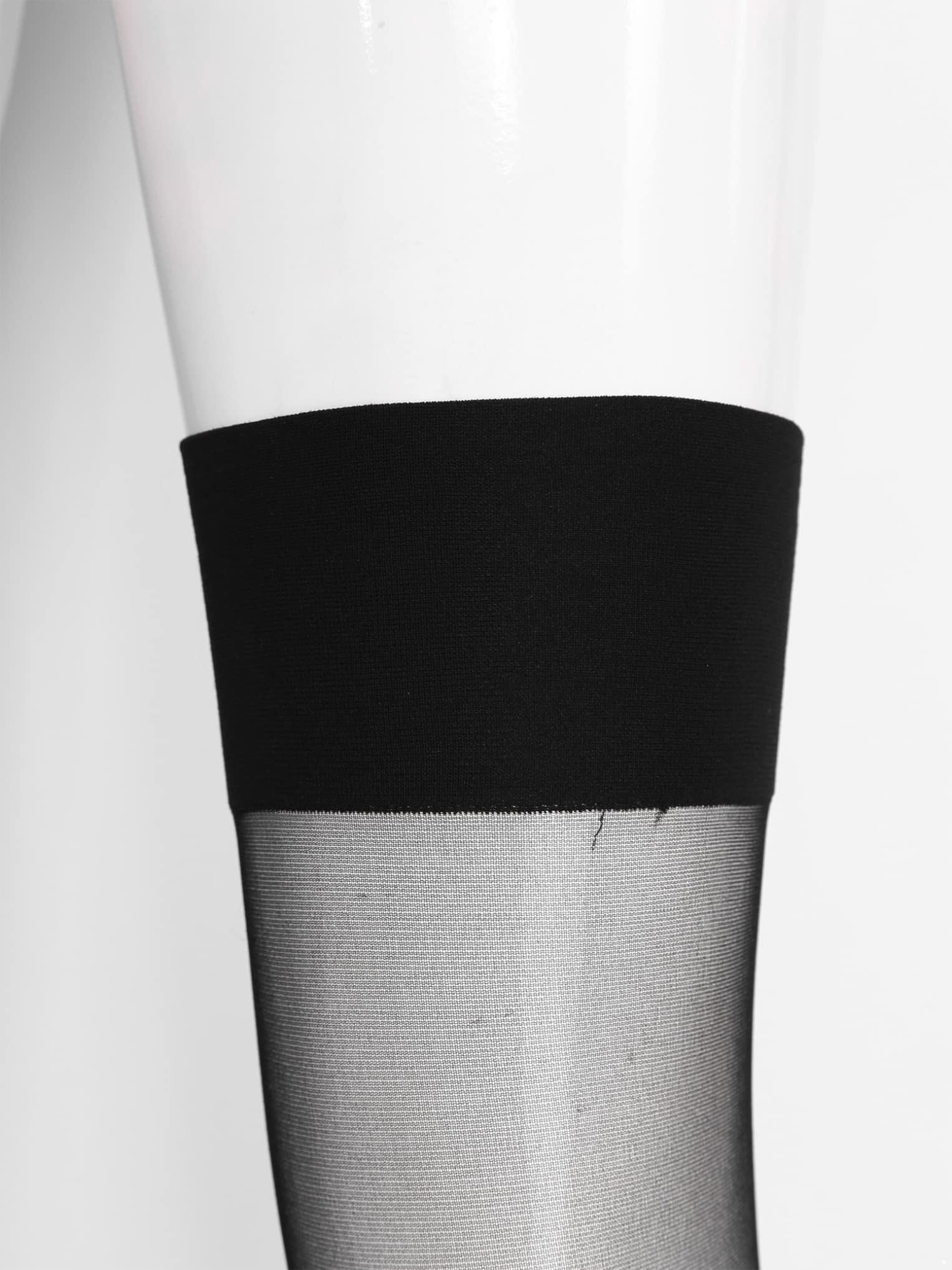 Men's Sissy Thigh High Sheer Stockings - Opaque Nylon Hosiery with Stay-Up Mesh Design & Closed Toe - Perfect for Cosplay, Crossdressing, and Nightwear