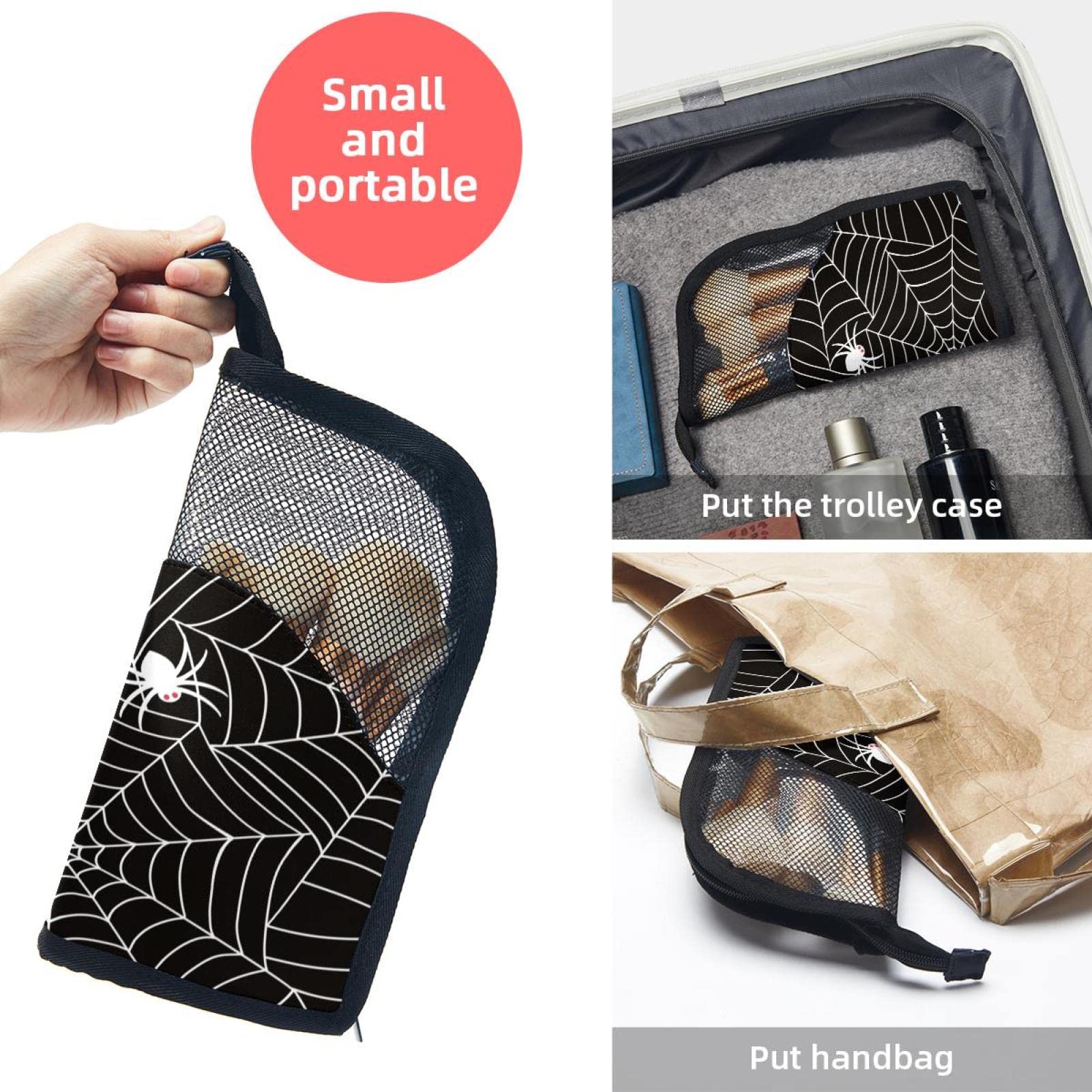 12-Piece Makeup Brush Organizer Bag with Halloween Spider Web Design - Portable Travel Cosmetic Brush Holder Case for Professional Artists & Halloween Makeup