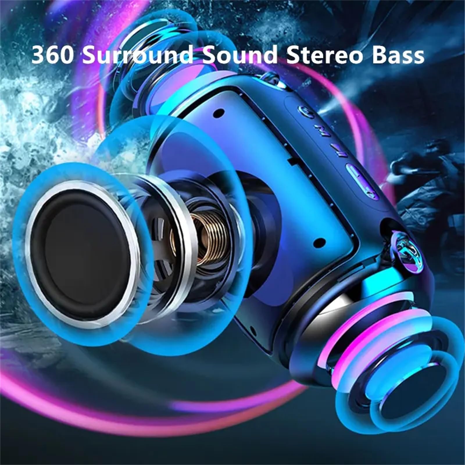 Portable Bluetooth Speaker with Wireless Subwoofer - Mini Waterproof Outdoor Speaker for Party, Travel, Beach & Camping - High Bass Wireless BT Speaker (Black)
