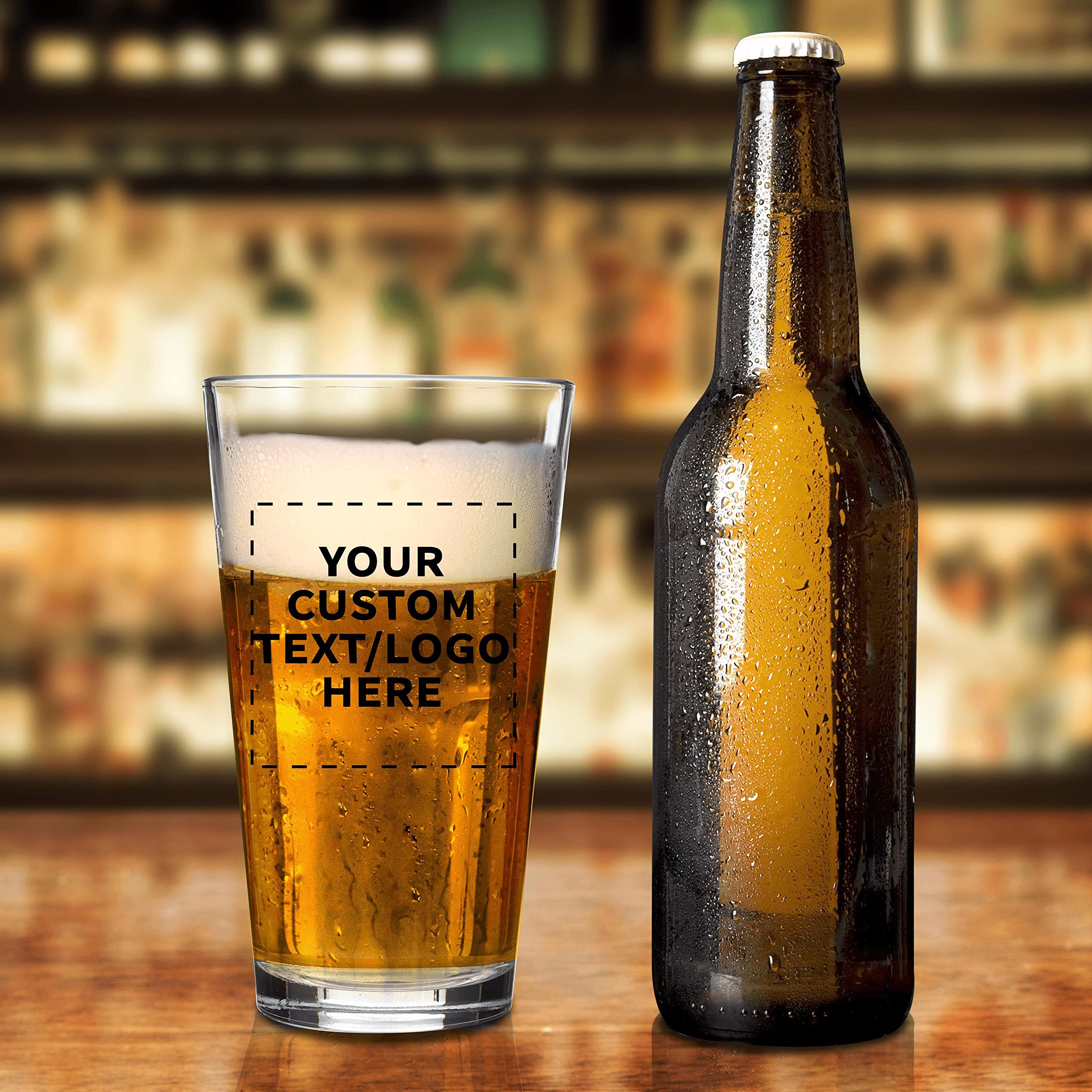 Custom 16 oz Beer Pint Glasses - Bulk Set of 50 Personalized Bar Glasses for Restaurants & Pubs - Heavy Duty Clear Glassware with Thick Base & Walls - Stackable Commercial Drinkware for Bars, Weddings & Events