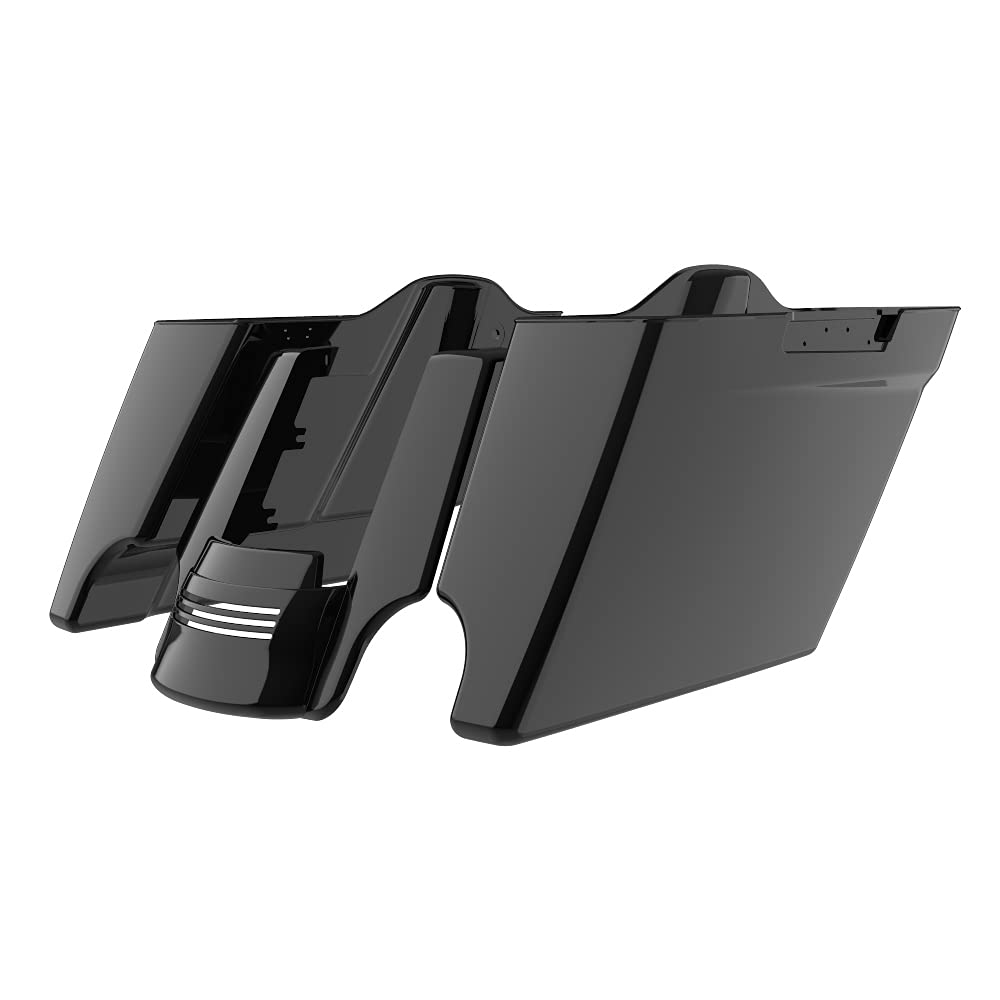 Premium Vivid Black Harley Saddlebags - Waterproof Motorcycle Luggage Bags for 2014+ Harley Davidson Touring Models - Perfect for Long Distance Rides & Road Trips