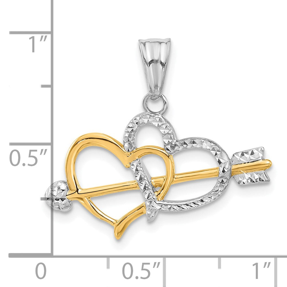 14K Gold Dual Heart Arrow Pendant Necklace for Women - Romantic Love Jewelry Gift for Her - Perfect for Anniversaries, Valentine's Day & Special Occasions