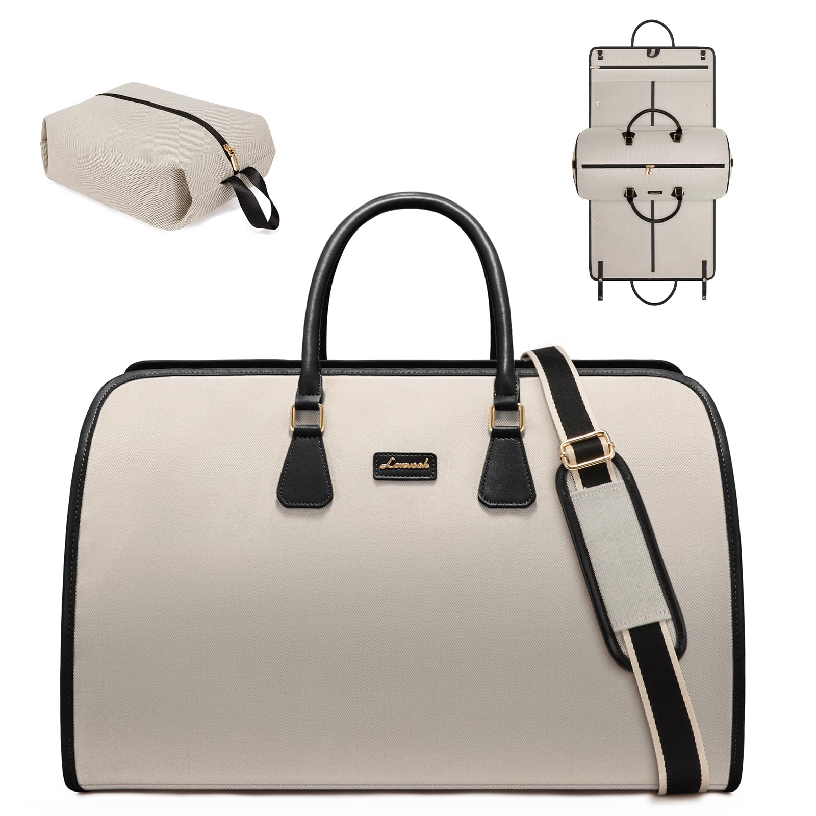 LOVEVOOK 3-in-1 Travel Garment Bag with Shoe Pouch - Carry On Hanging Suitcase for Suits, Dresses & Business Attire - Perfect for Airplane, Business Trips & Wedding Travel