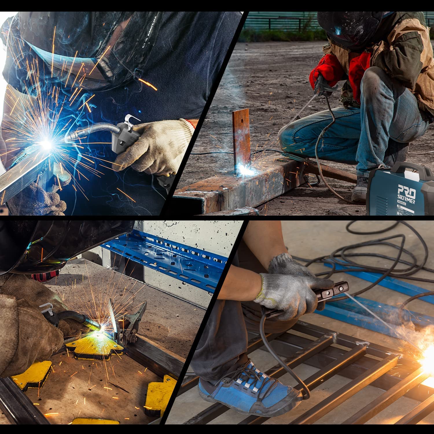 Prostormer 3-in-1 MIG TIG MMA Welding Machine with Digital Display - 200Amp Welder Kit Includes Electrode Holder, Ground Clamp & Power Cable - Perfect for Home DIY, Metal Fabrication & Automotive Repair