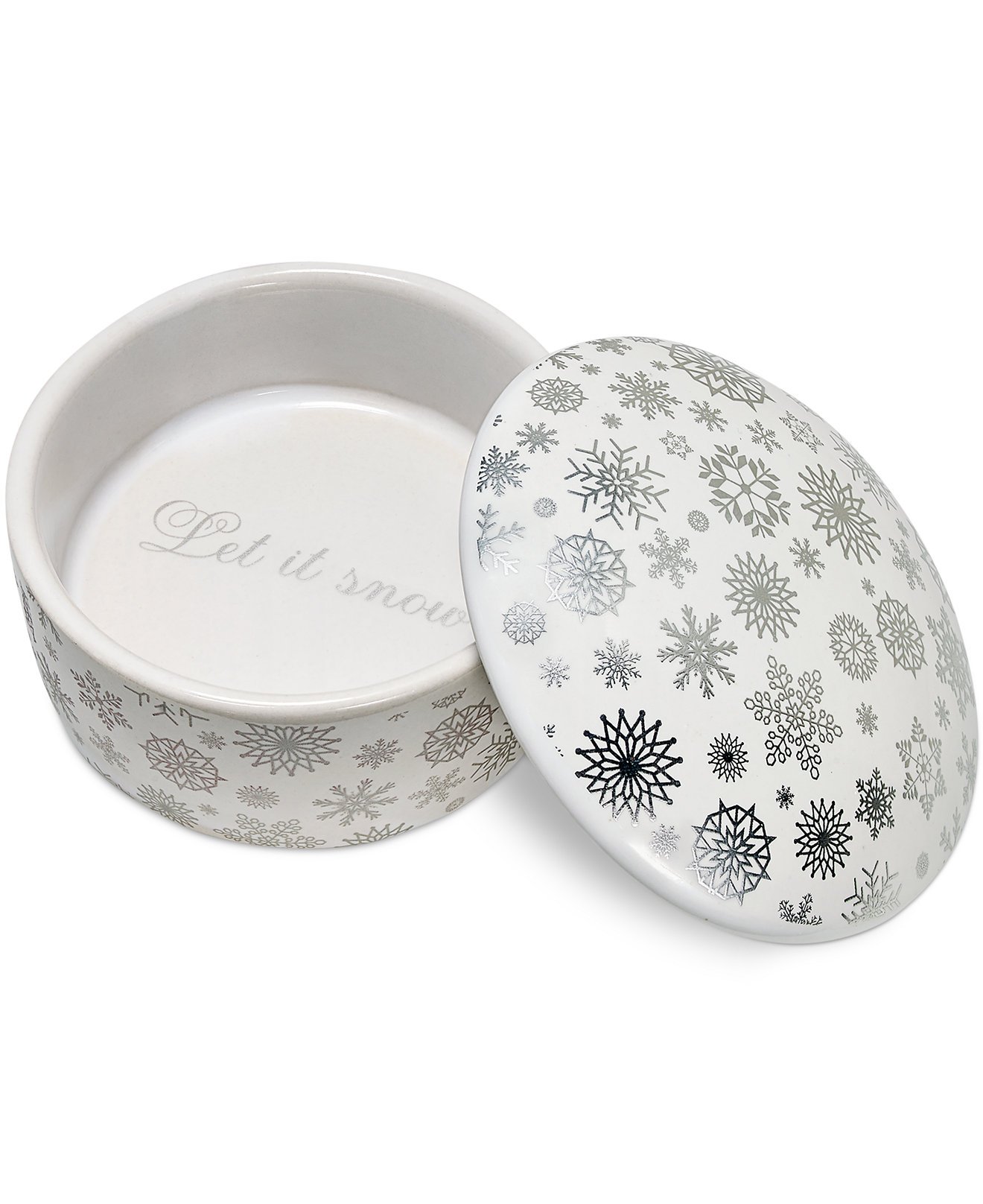 Charter Club Let It Snow Ceramic Gift Box - Holiday Snowflake Decor for Christmas, Winter Home Decor, Jewelry Storage & Keepsake Holder