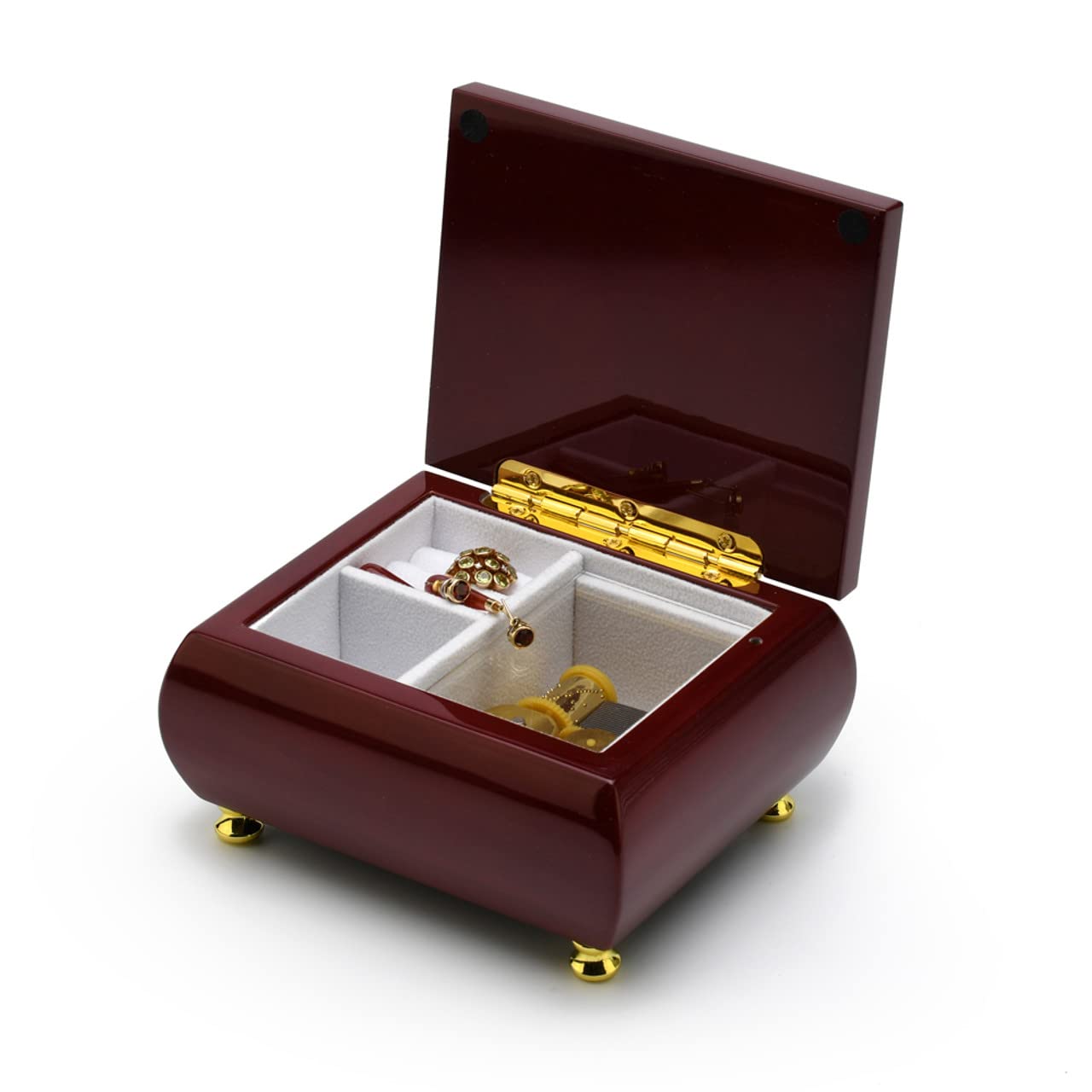 Elegant Hi-Gloss Rosewood Music Jewelry Box with Multiple Song Options - Perfect for Gift Giving, Home Decor & Jewelry Storage