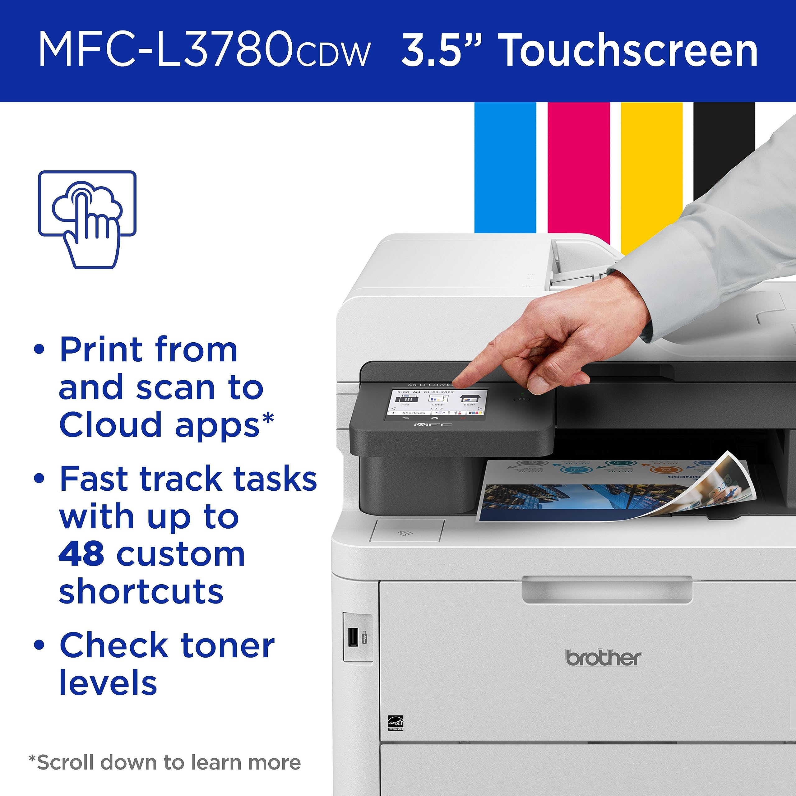 Brother MFC-L3780CDW Wireless Color Laser All-in-One Printer - Duplex Copy & Scan, High-Quality Output | 4-Month Refresh Subscription Trial | Amazon Dash Replenishment | Ideal for Home Office & Small Business Printing Needs