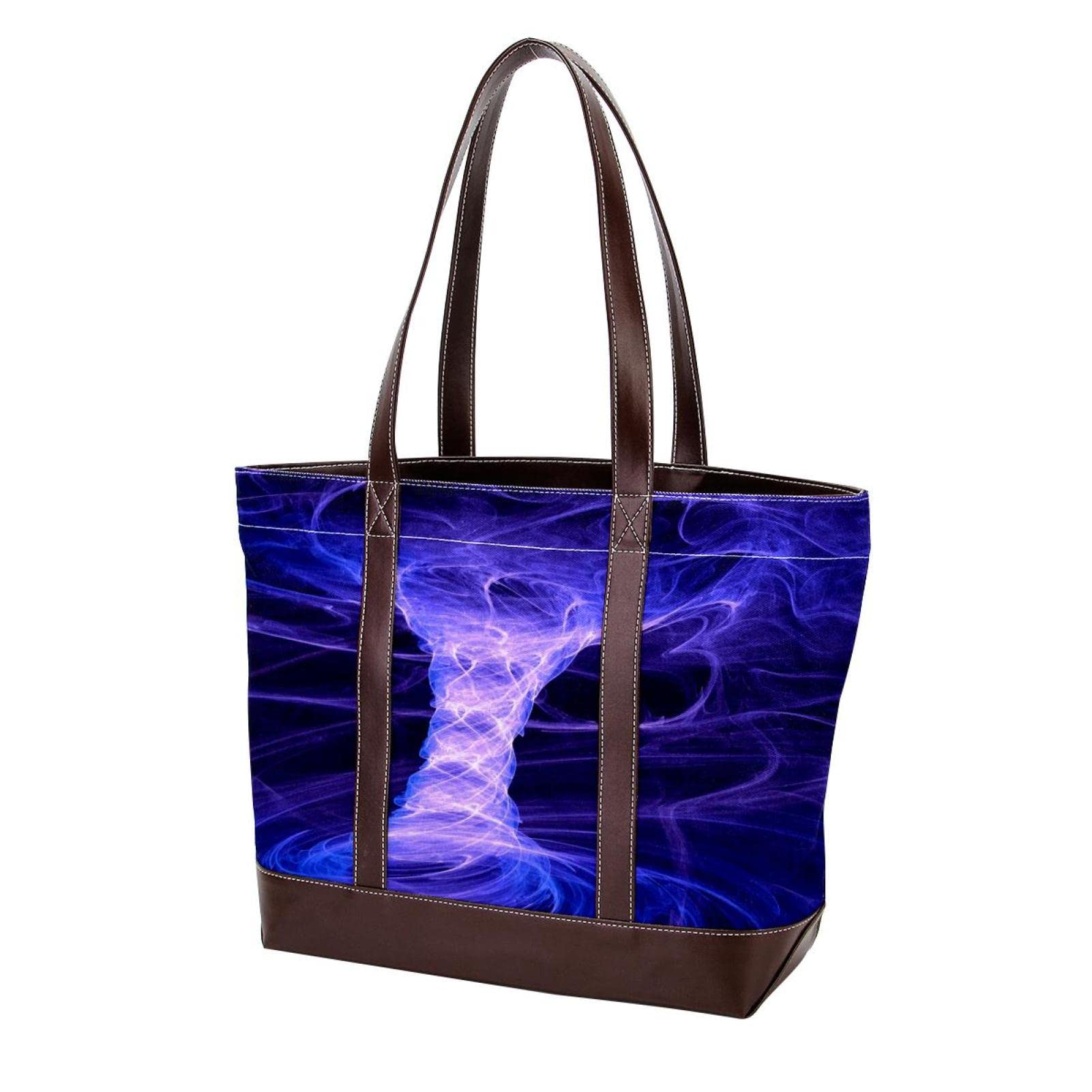 Paris Eiffel Tower Tote Bag - Large Leather & Canvas Women's Handbag with Top Handle & Shoulder Strap - Perfect for Travel, Shopping & Everyday Use
