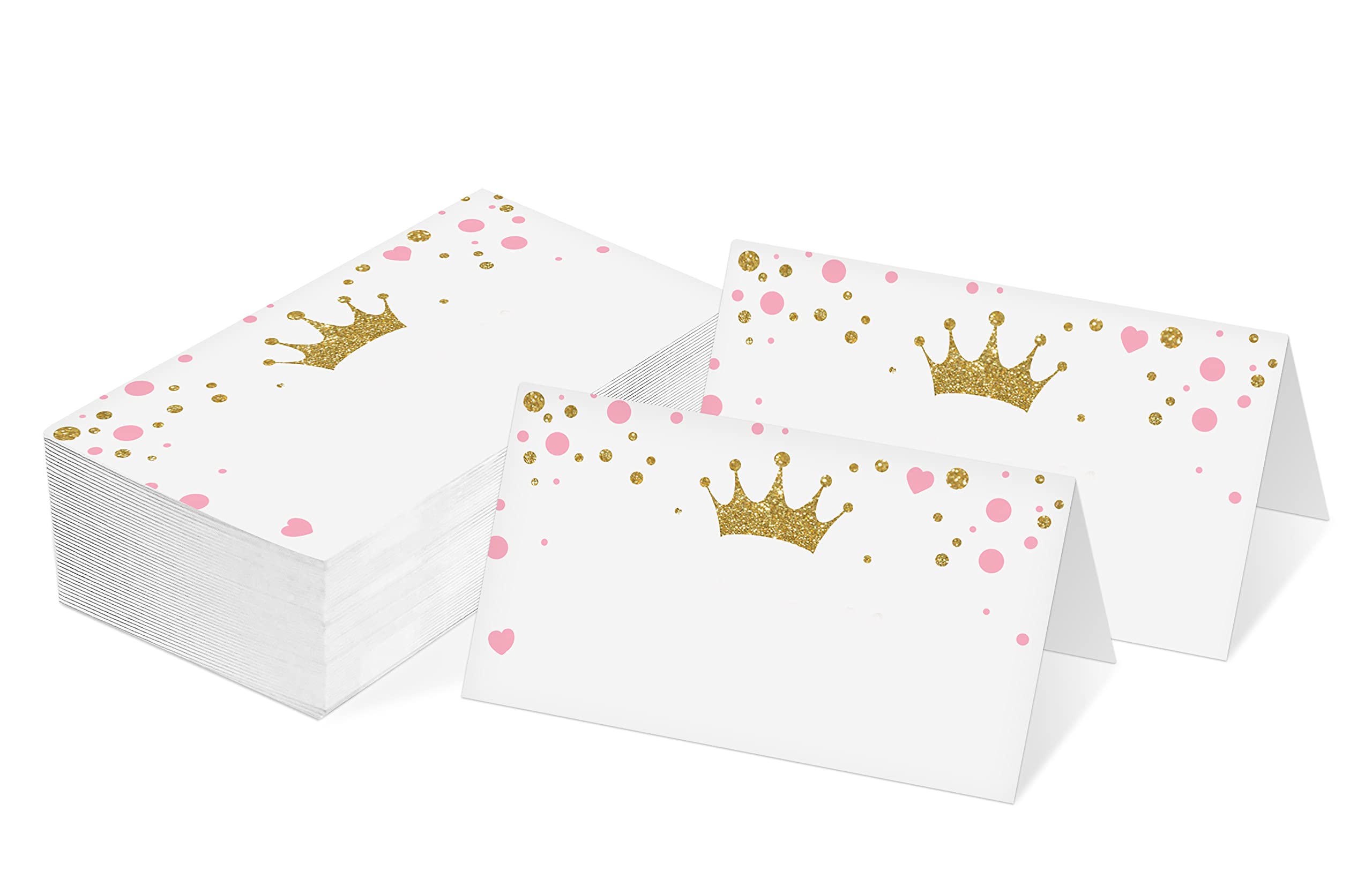 Princess Place Cards Tent Style - 25 Pack Wedding & Birthday Party Table Name Cards - Elegant Princess Party Decorations for Baby Showers, Bridal Showers & Royal Tea Parties (TAIKA-019)